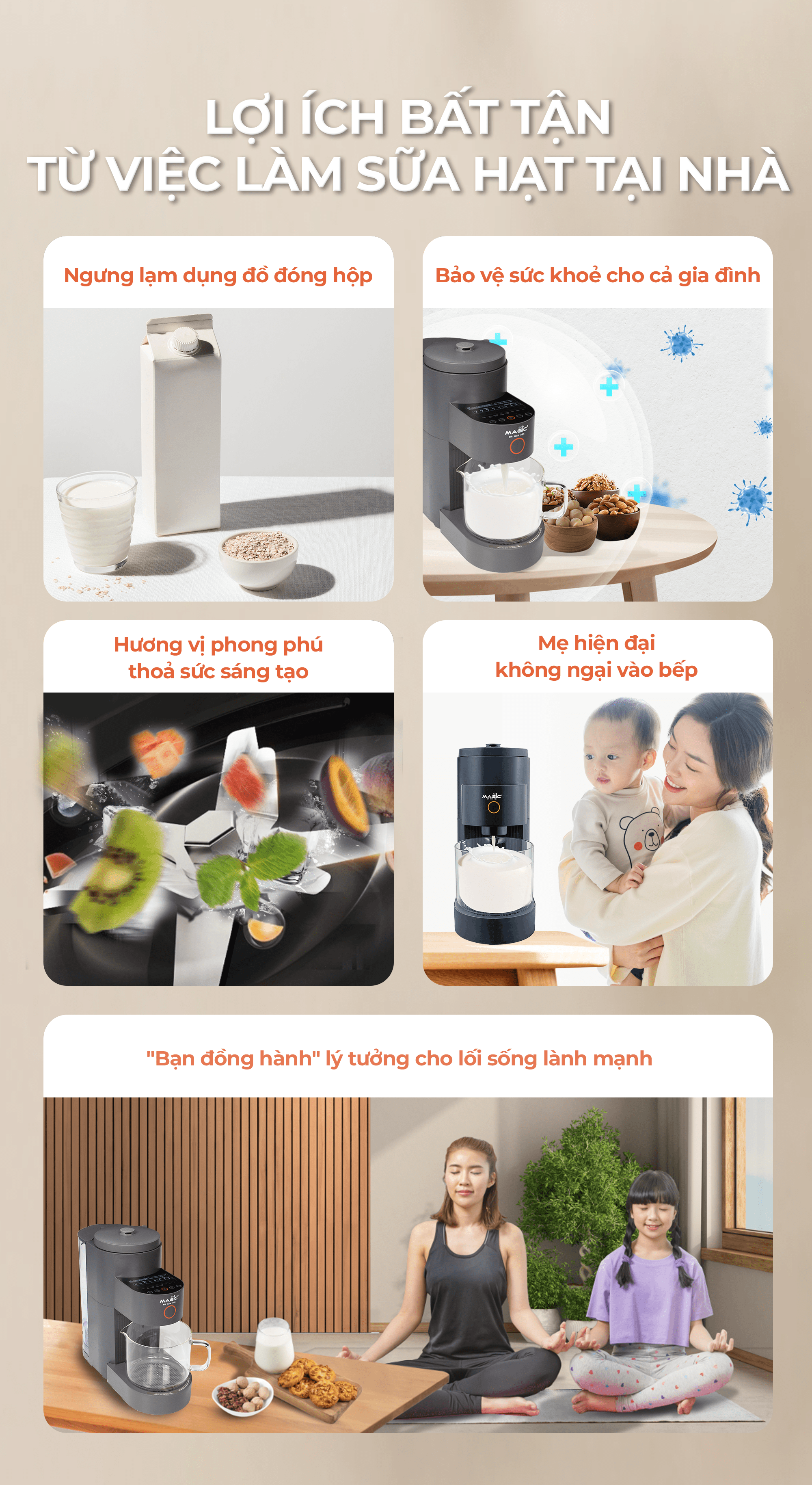 Máy Làm Sữa Hạt Đa Năng Tự Động Rửa Magic Eco AC -140