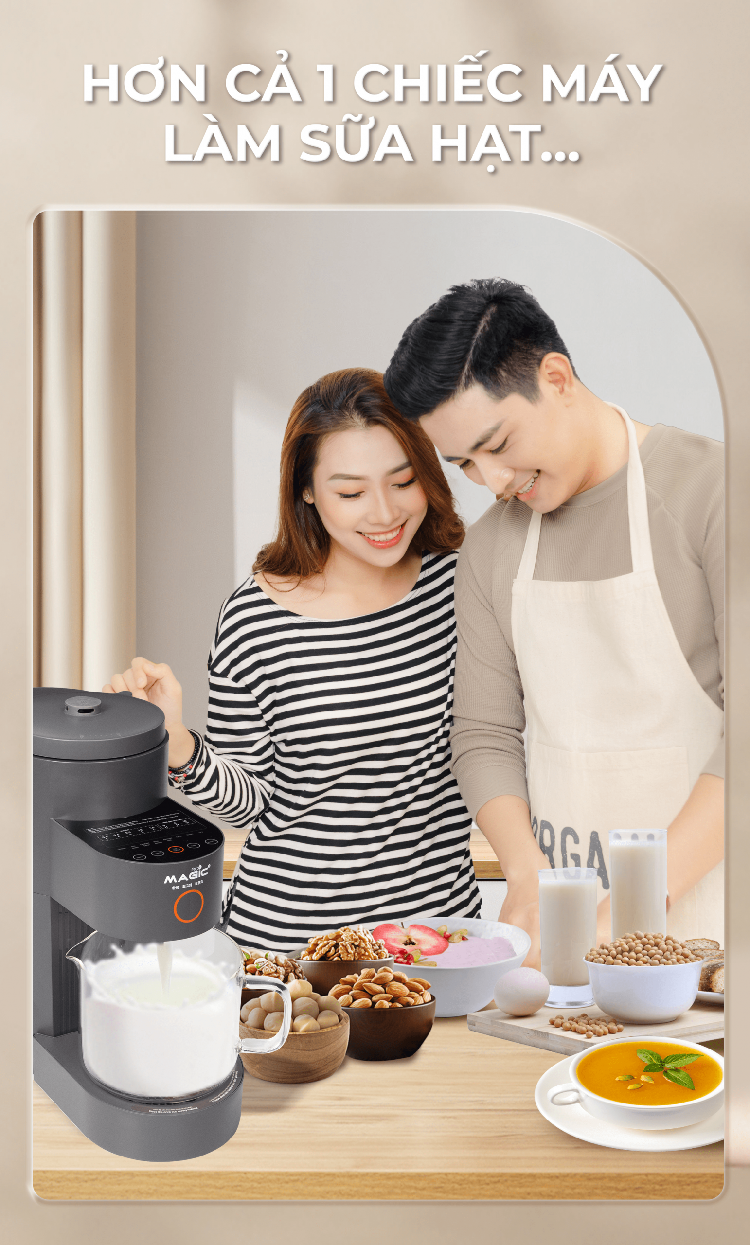 Máy Làm Sữa Hạt Đa Năng Tự Động Rửa Magic Eco AC -140