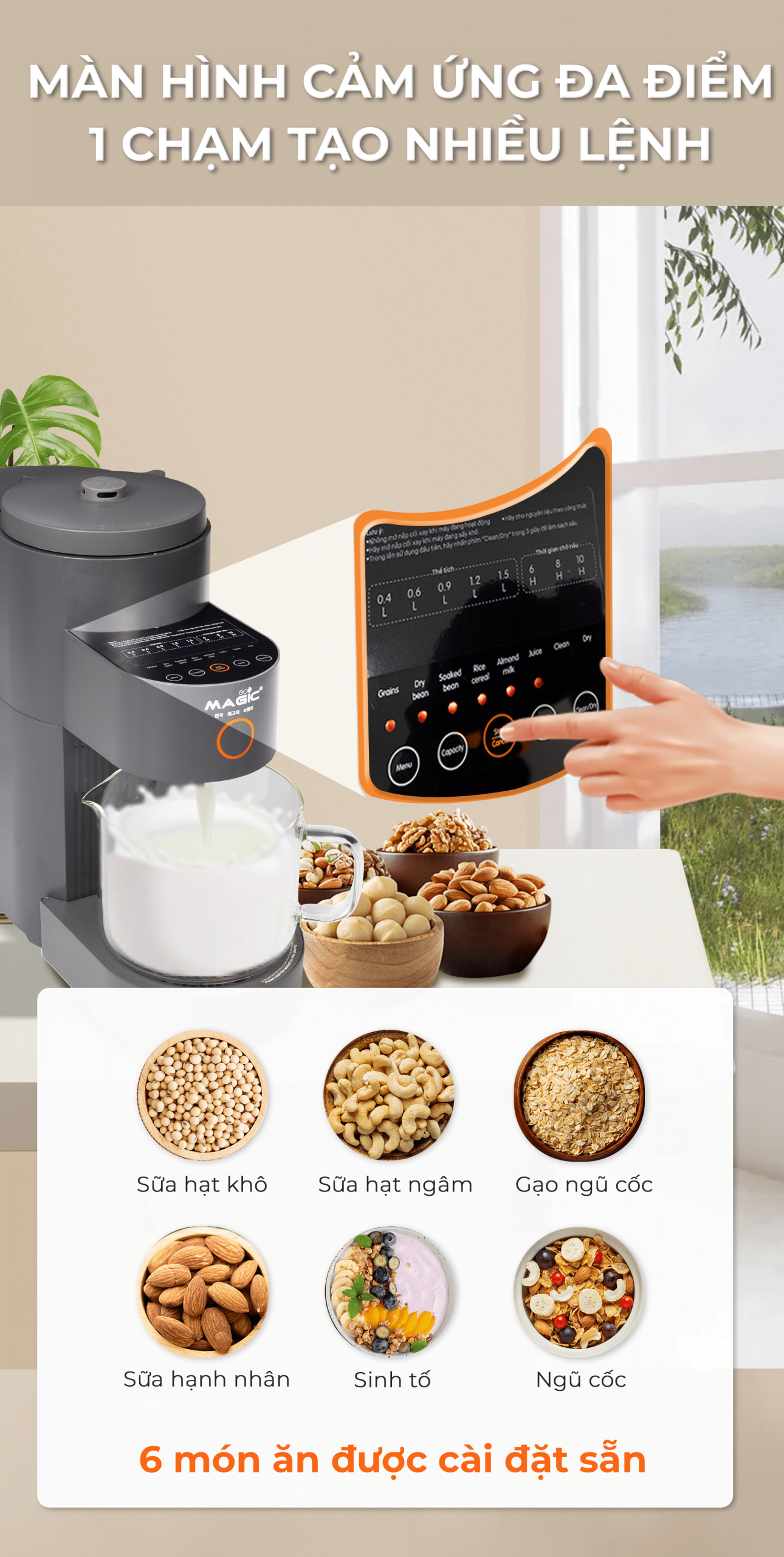 Máy Làm Sữa Hạt Đa Năng Tự Động Rửa Magic Eco AC -140