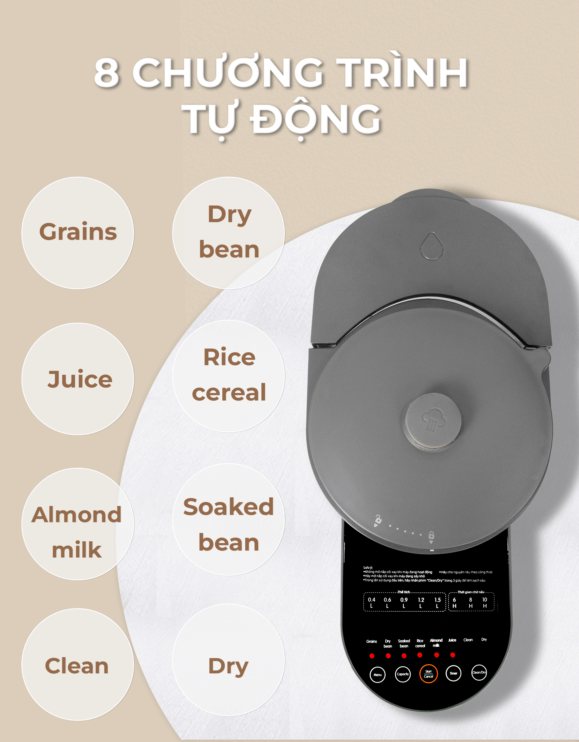 Máy Làm Sữa Hạt Đa Năng Tự Động Rửa Magic Eco AC -140