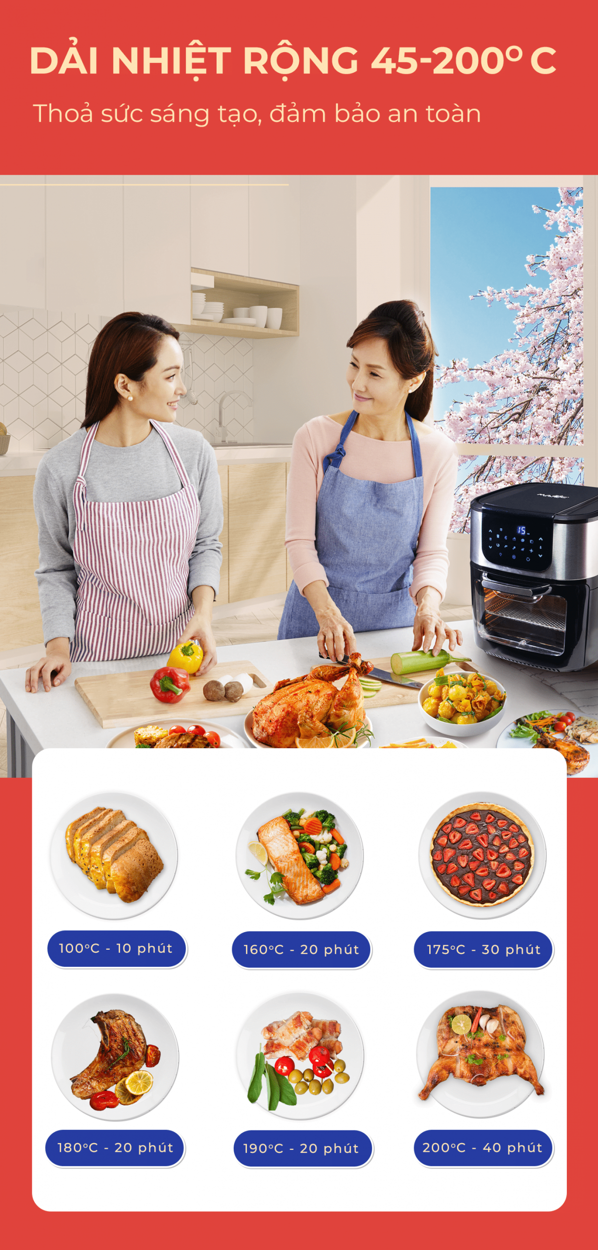 nồi chiên không dầu kết hợp nướng m13