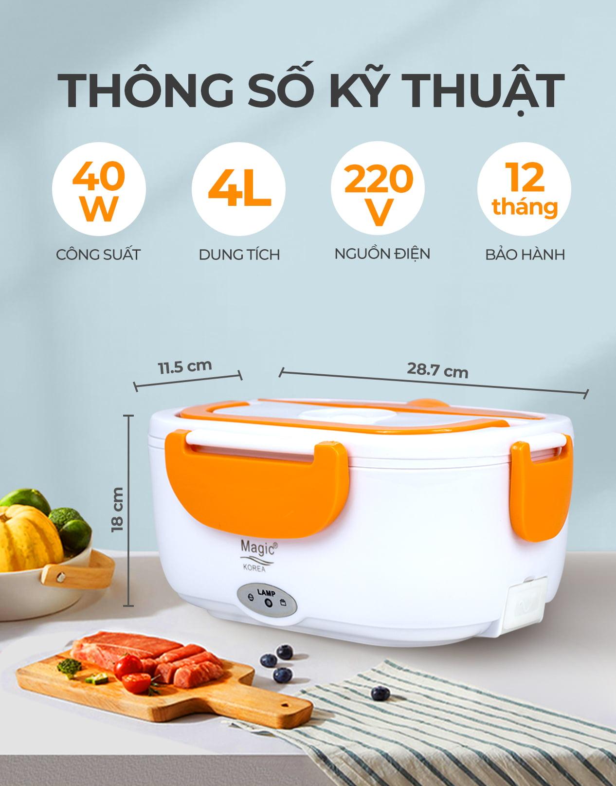 Hộp Hâm Nóng Cơm Magic A-03 | Màu Cam 5 Hộp hâm nóng thức ăn Magic A-03