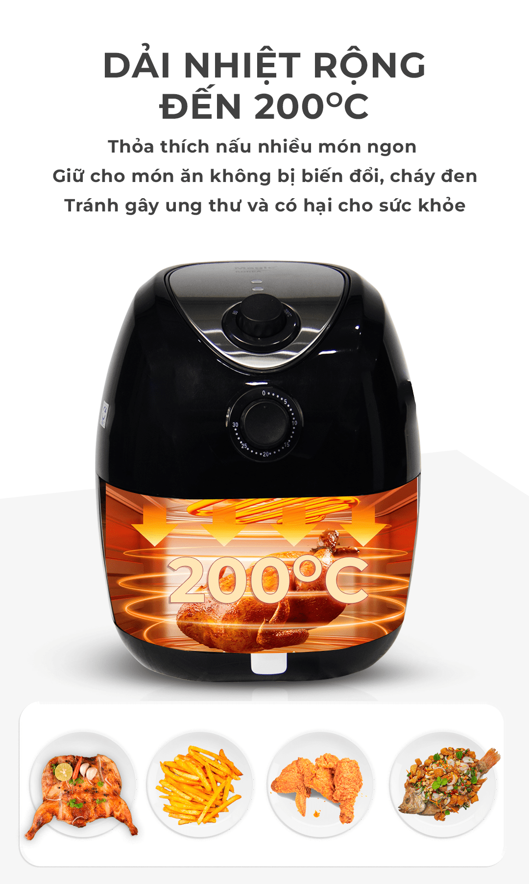 [HÀNG TRƯNG BÀY] Nồi chiên chân không Magic Korea A-78N Đen 4