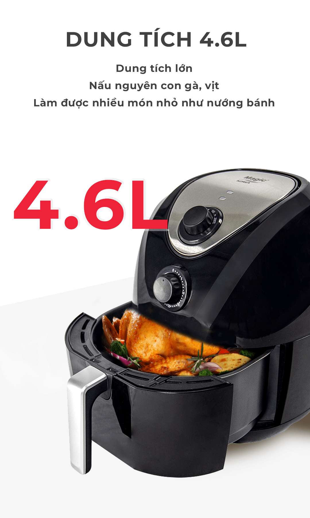 [HÀNG TRƯNG BÀY] Nồi chiên chân không Magic Korea A-78N Đen 2