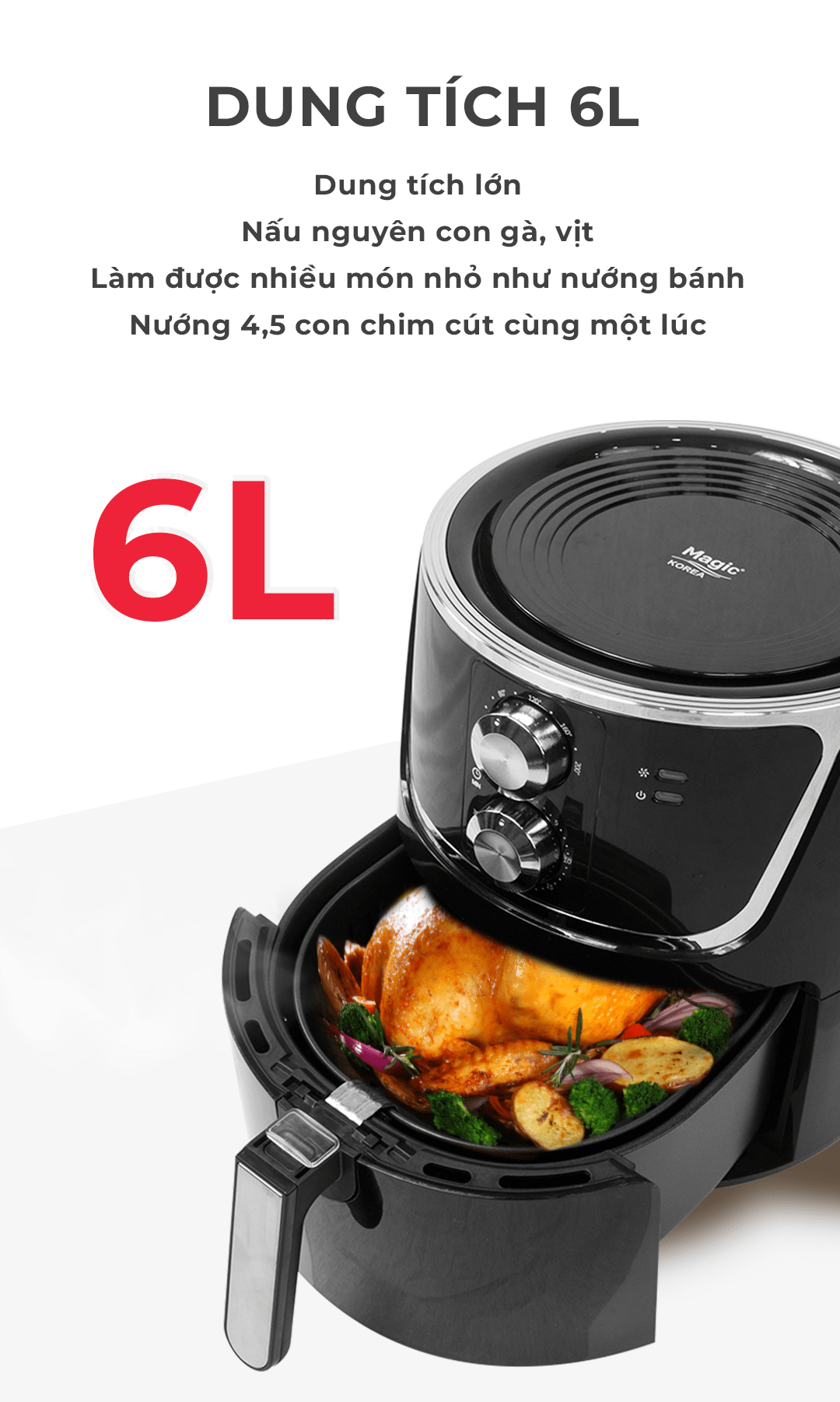 nồi chiên không dầu magic korea a 801 đen