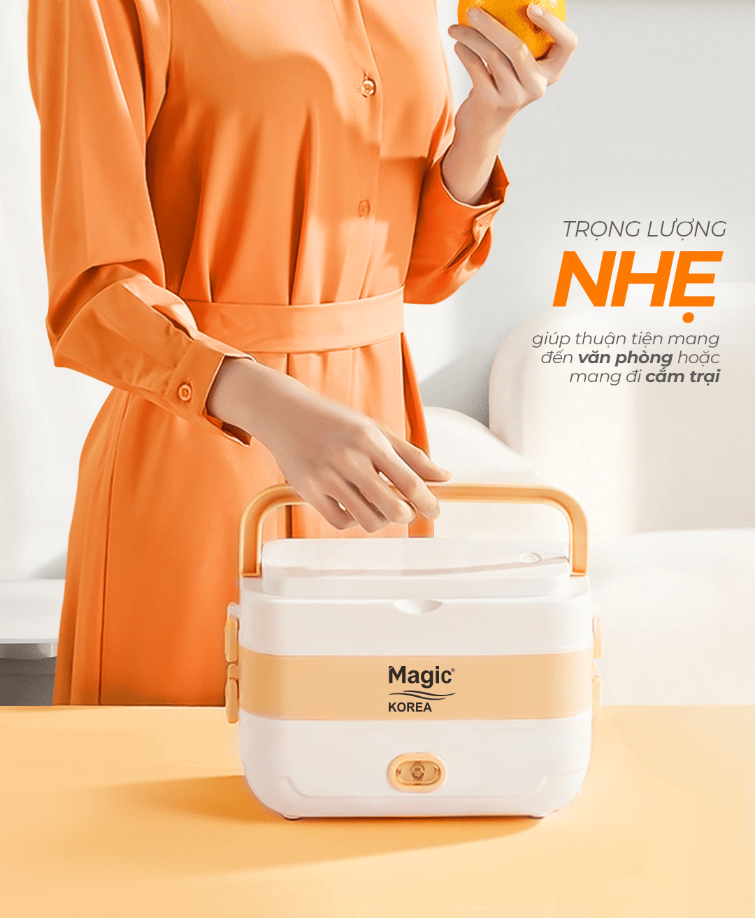 Hộp nấu và hâm nóng thức ăn hai tầng Magic Korea A-09