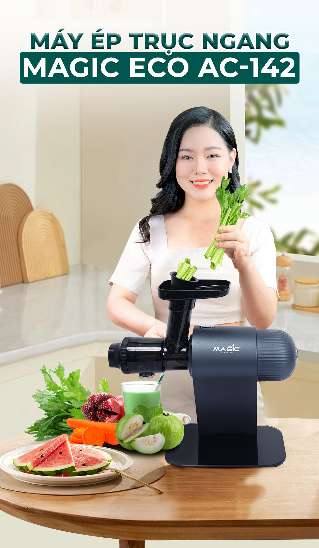 [KHÁCH HÀNG THÂN THIẾT] Máy Ép Chậm Trục Ngang MAGIC Eco AC-142 15