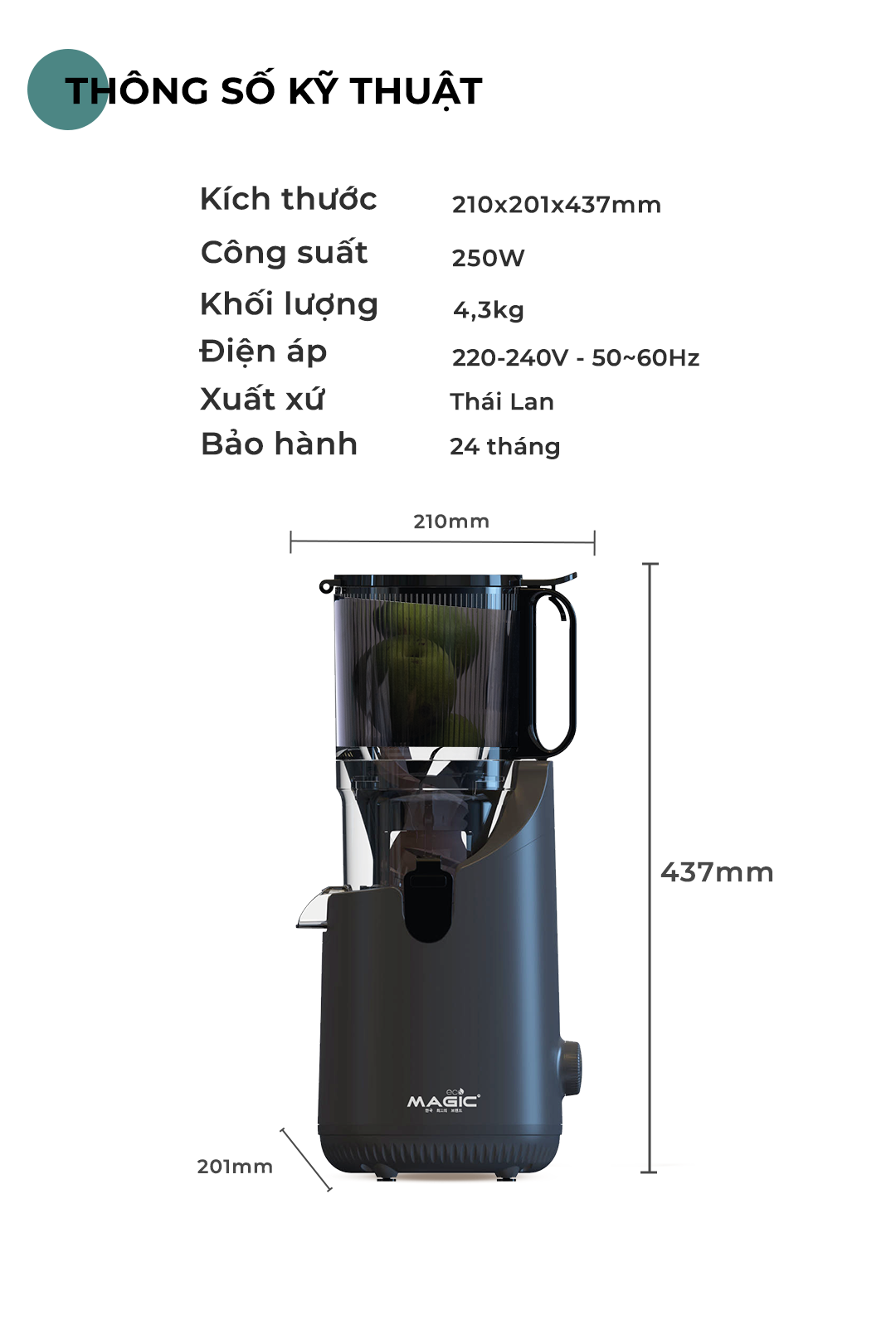Máy Ép Chậm Miệng Rộng MAGIC Eco AC-144 27