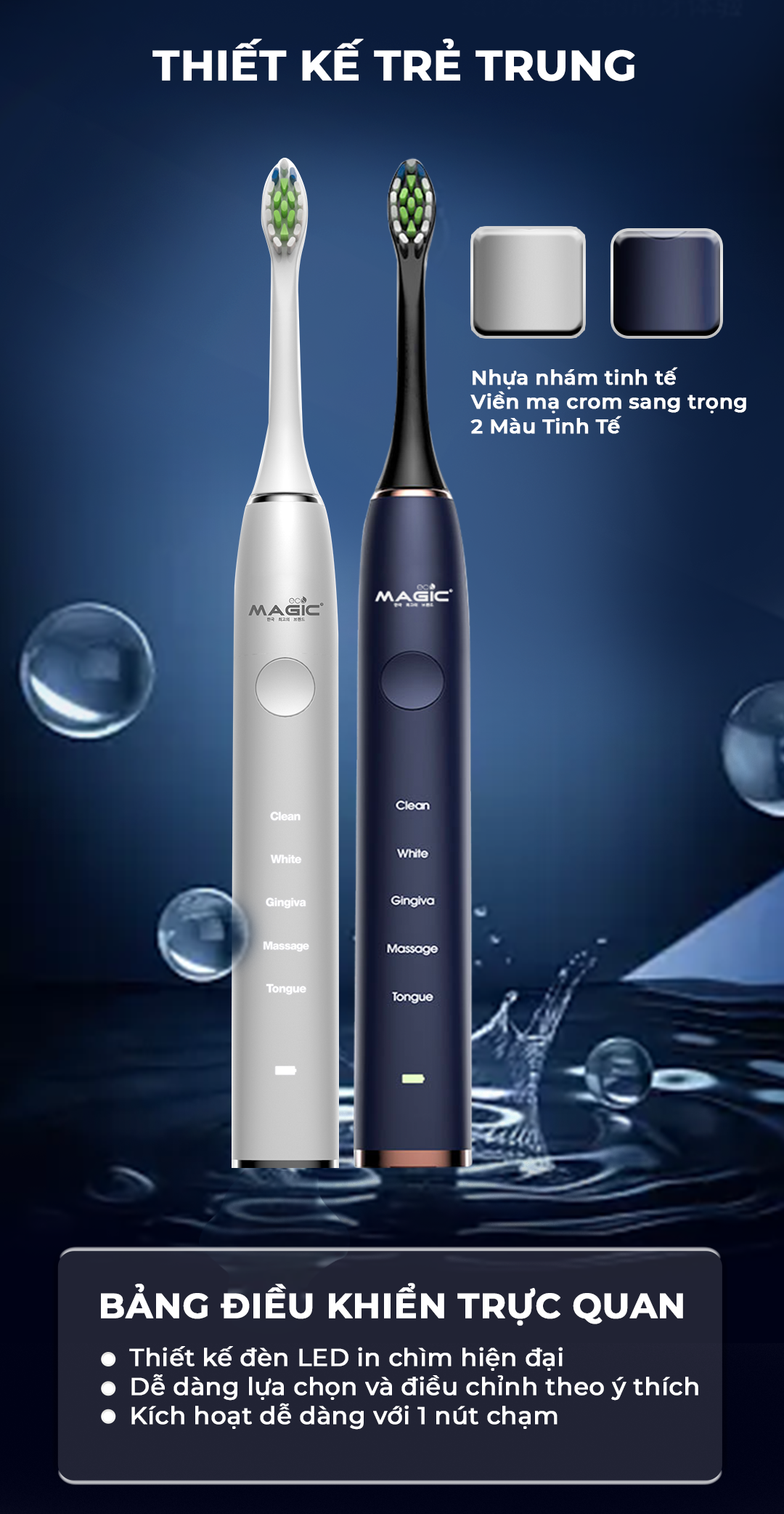 [KHÁCH HÀNG THÂN THIẾT] Bàn Chải Điện MAGIC Eco PRO-50 Xanh Navy (Sao chép) 16