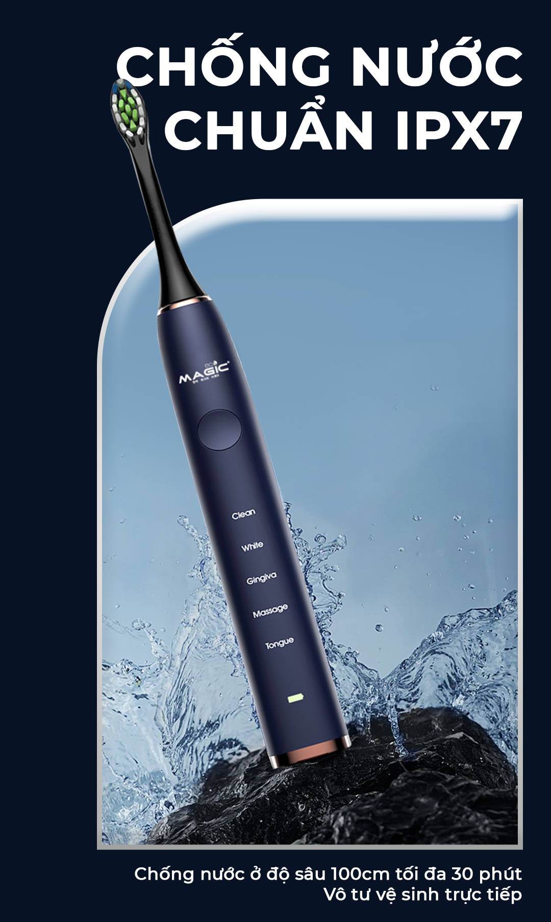 [KHÁCH HÀNG THÂN THIẾT] Bàn Chải Điện MAGIC Eco PRO-50 Xanh Navy (Sao chép) 22