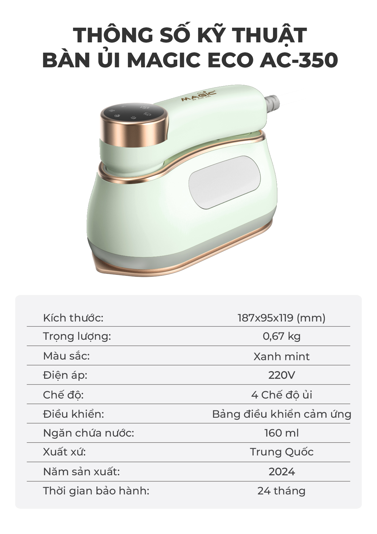 [KHÁCH HÀNG THÂN THIẾT] Bàn Ủi MAGIC Eco AC-350 23