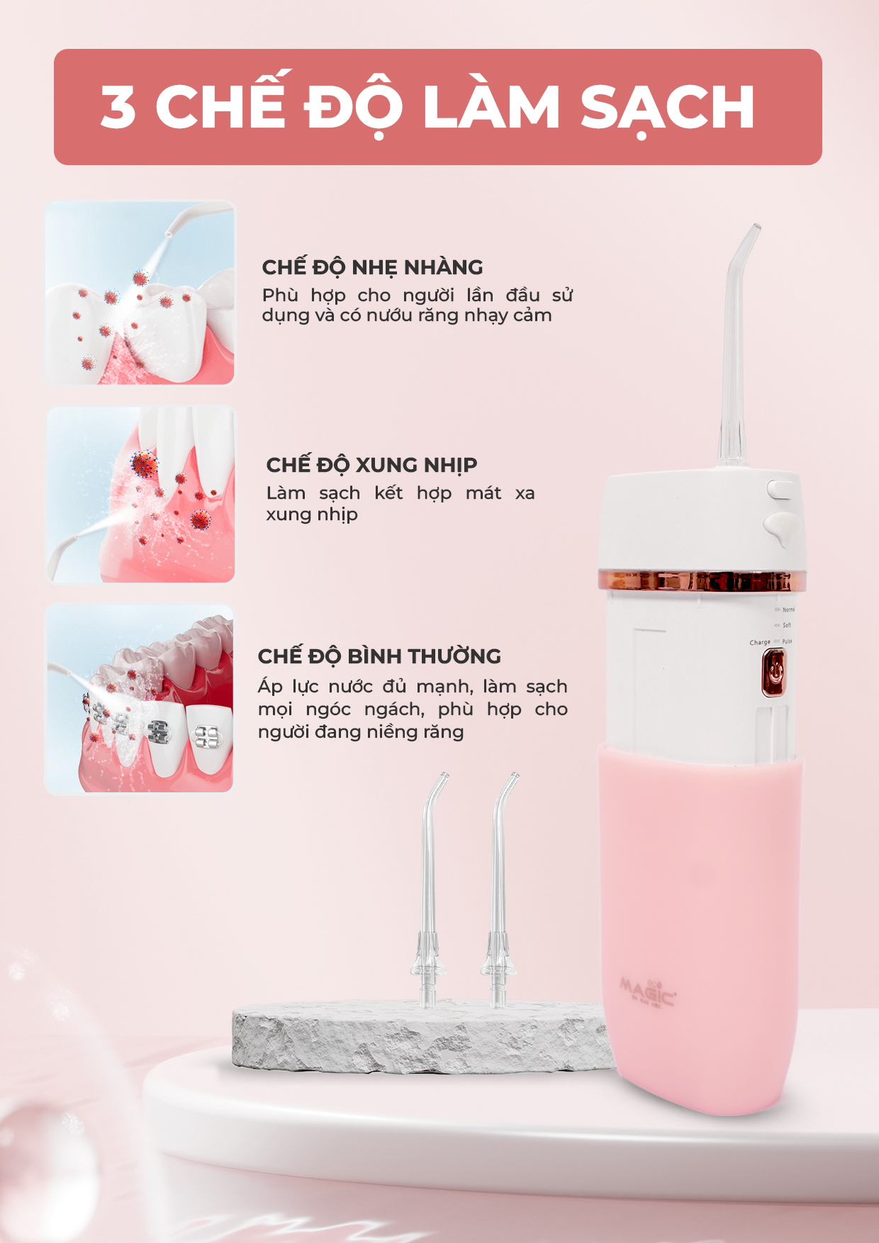 Tăm Nước MAGIC Eco PRO-83 Hồng 9