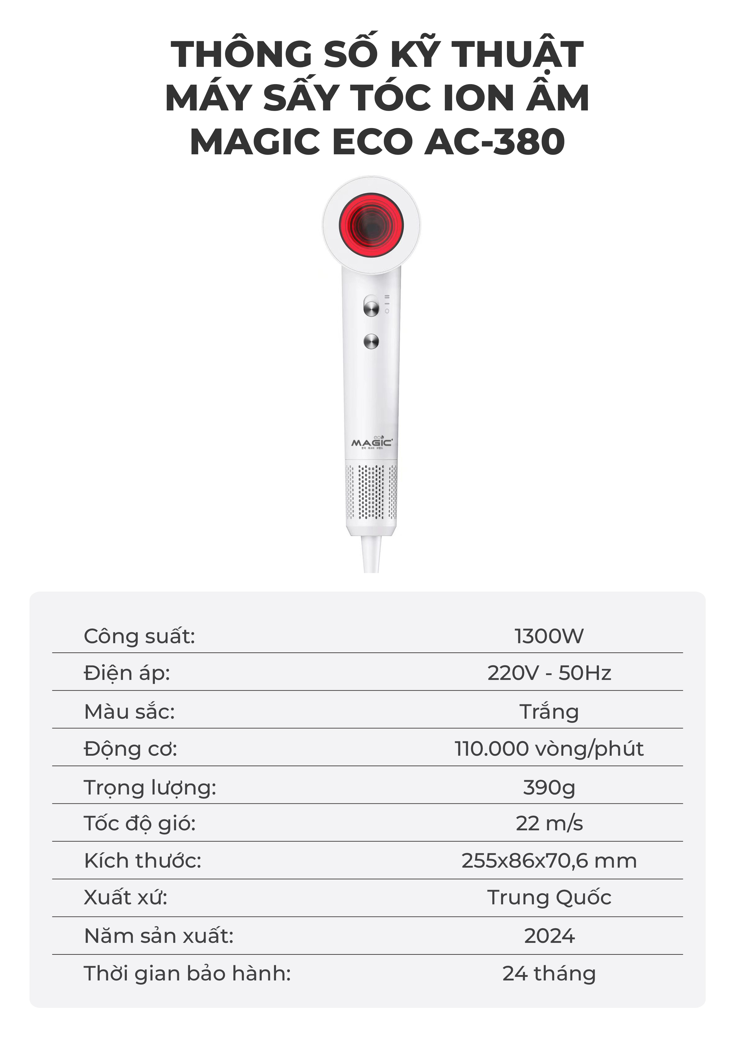 Máy Sấy Tóc Ion Âm MAGIC Eco AC-380 17 Máy Sấy Tóc Ion Âm MAGIC Eco AC-380 20