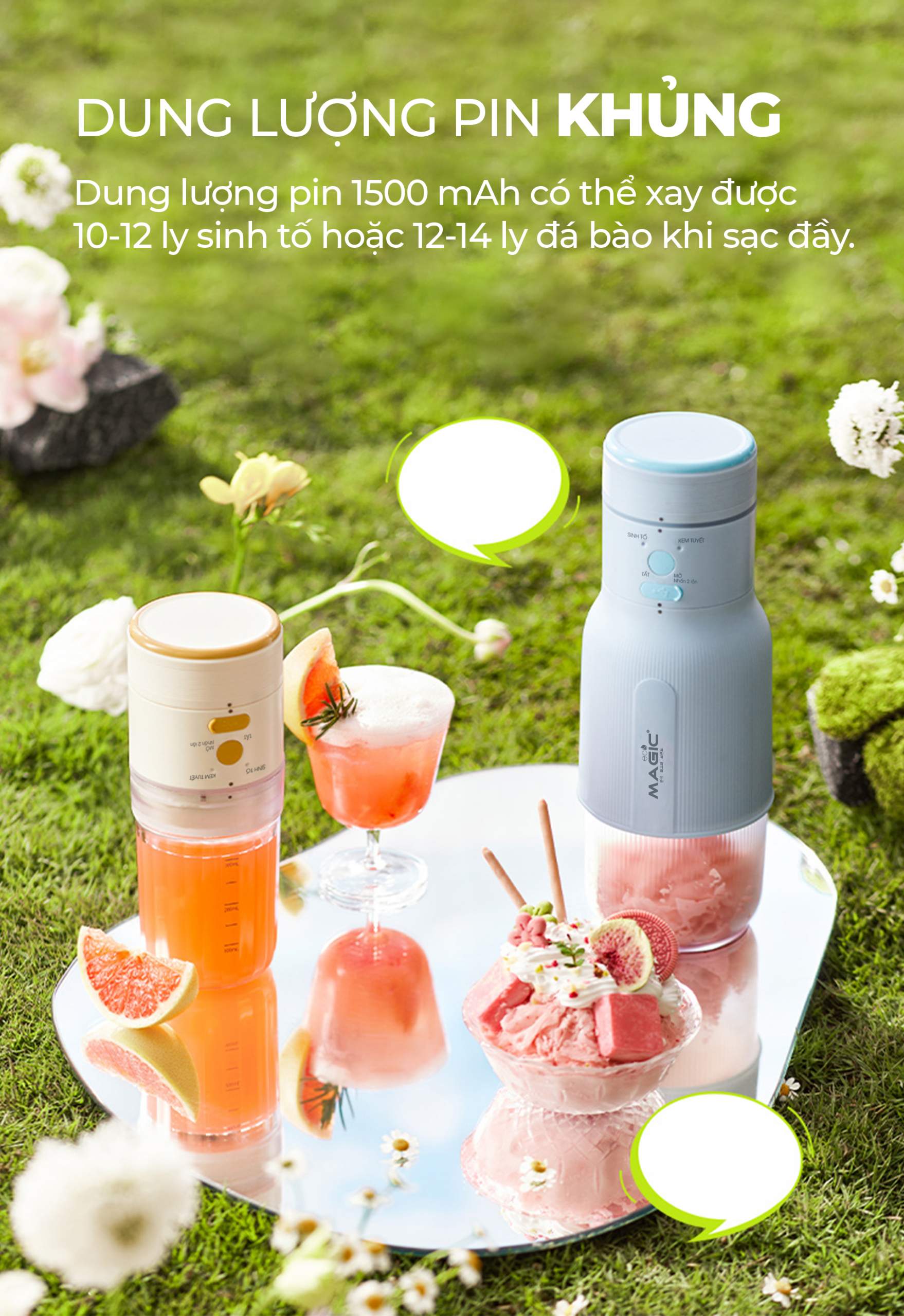 [KHÁCH HÀNG THÂN THIẾT] Máy Xay Sinh Tố Và Làm Kem Đá Bào Magic ECO AC-180 8