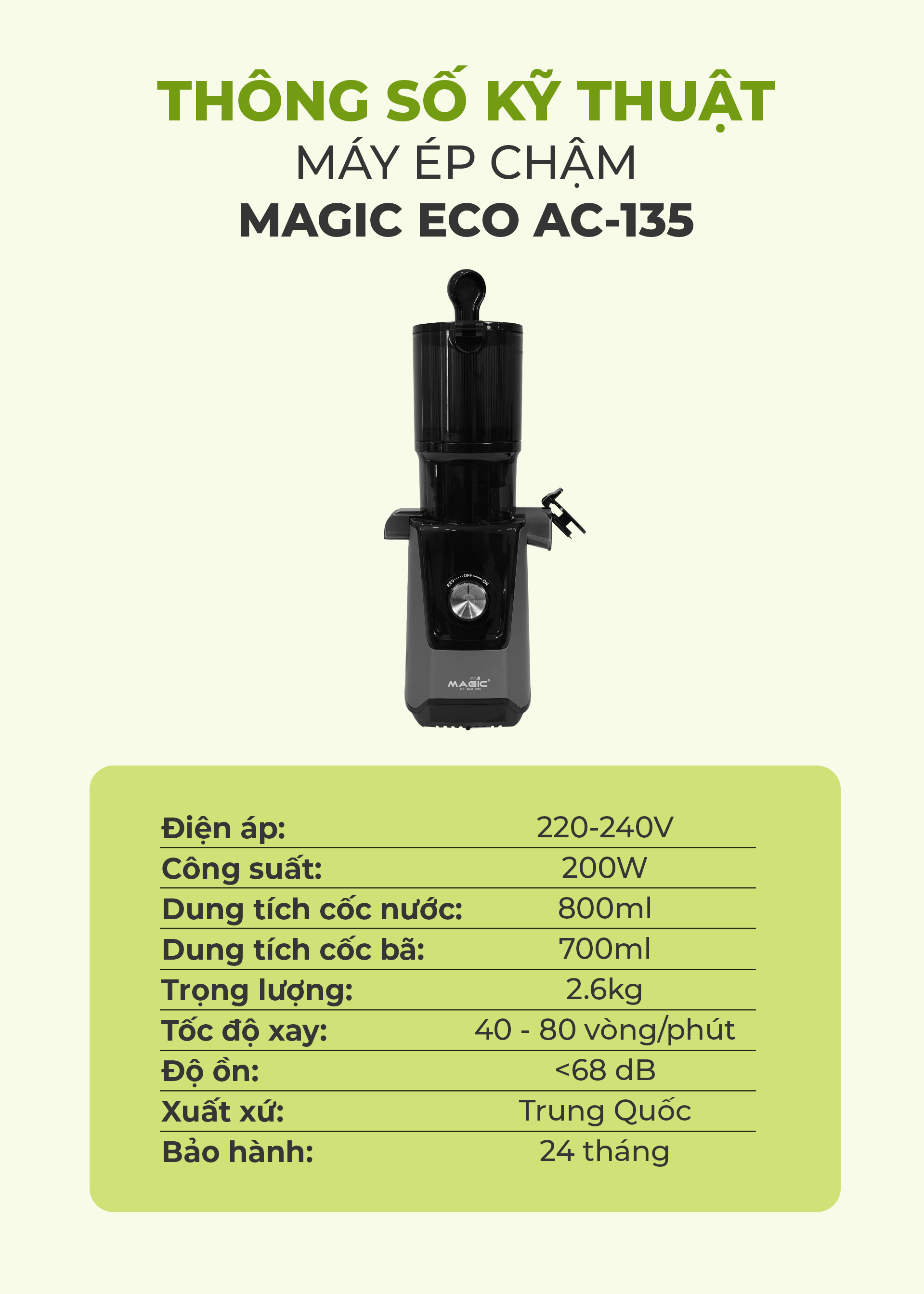 [KHÁCH HÀNG THÂN THIẾT] Máy Ép Chậm MAGIC Eco AC-135 20