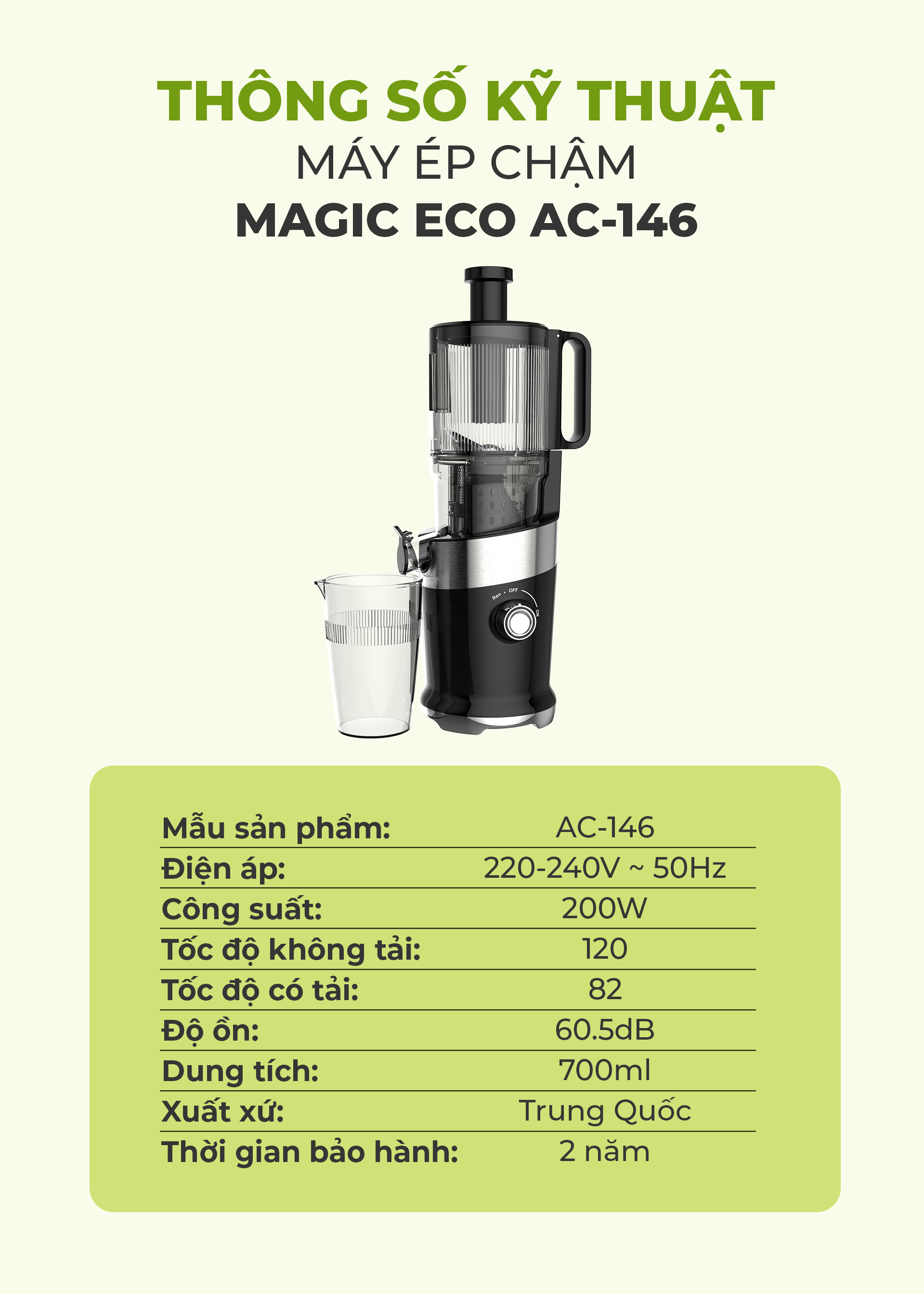 Máy ép chậm MAGIC Eco AC-146 10 Máy ép chậm MAGIC Eco AC-146 13