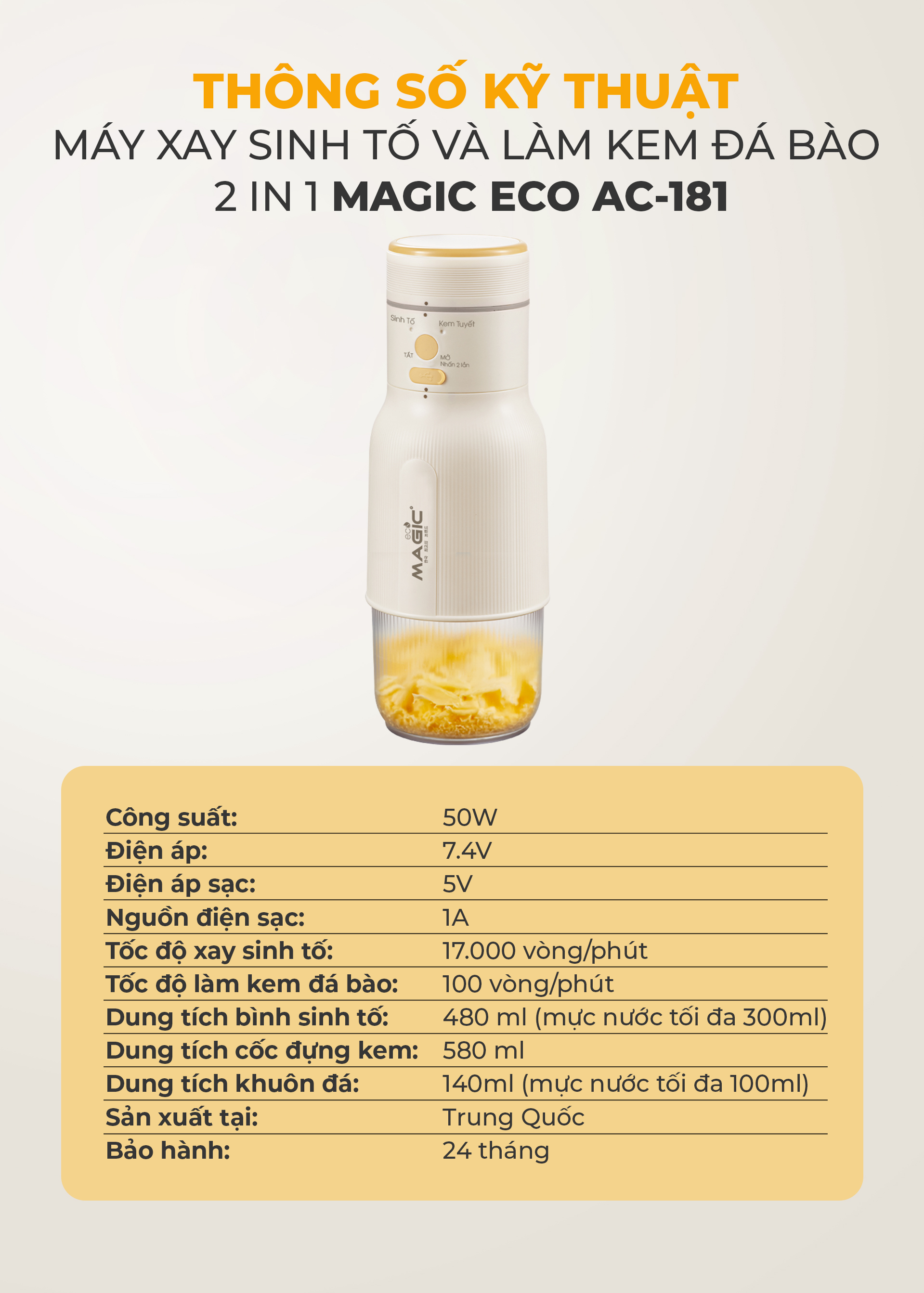 [KHÁCH HÀNG THÂN THIẾT] Máy Xay Sinh Tố Và Làm Kem Đá Bào Magic ECO AC-181 11