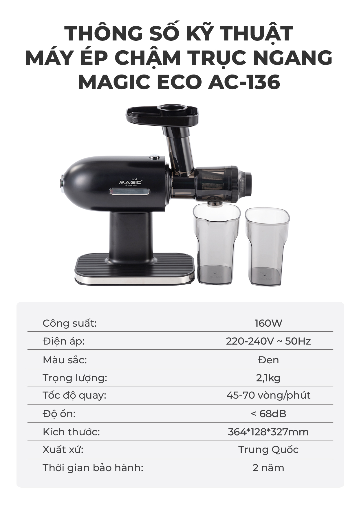 Máy Ép Chậm MAGIC Eco AC-136 9 Máy Ép Chậm MAGIC Eco AC-136 12