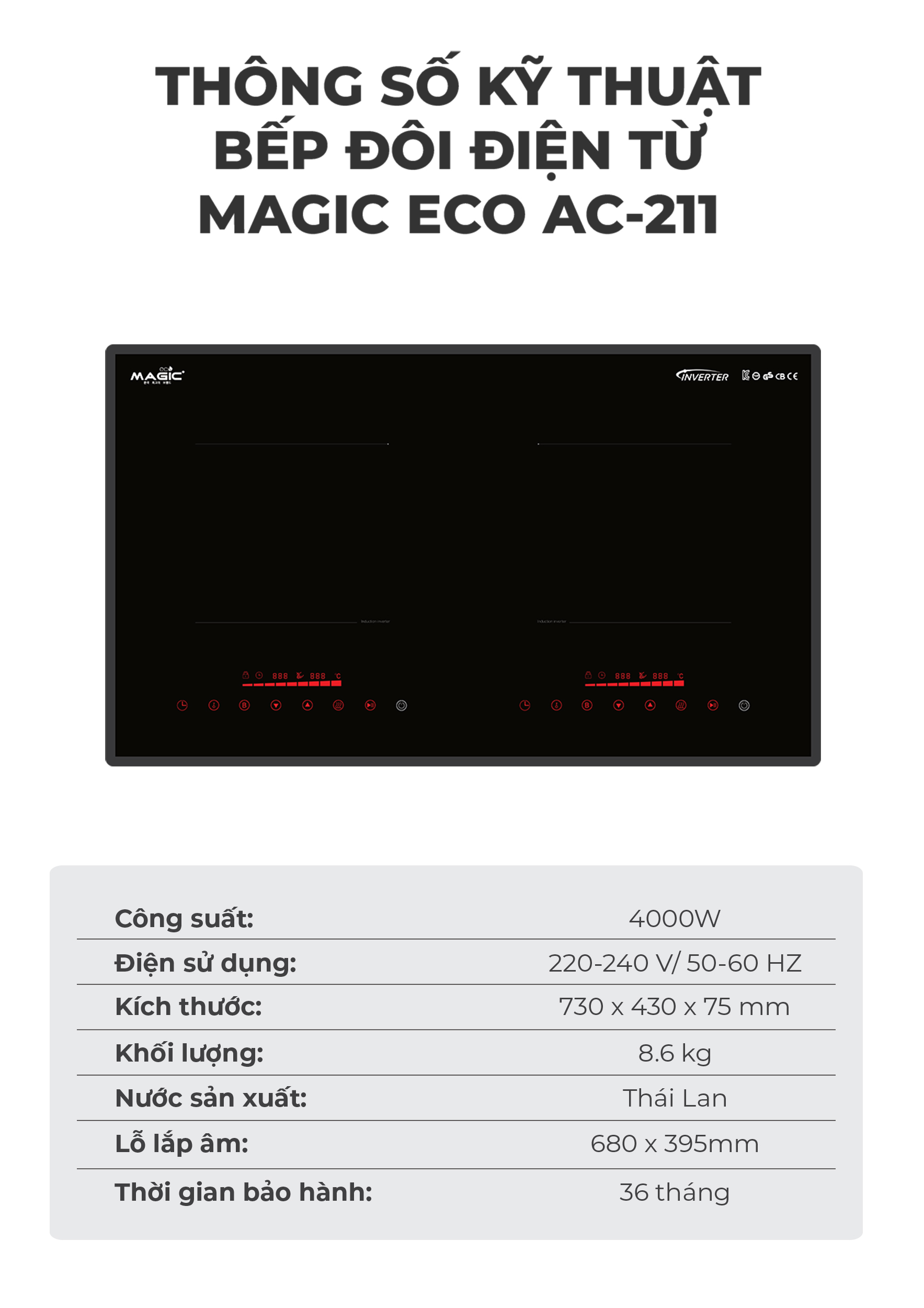 Bếp đôi điện từ Magic Eco AC-211 11