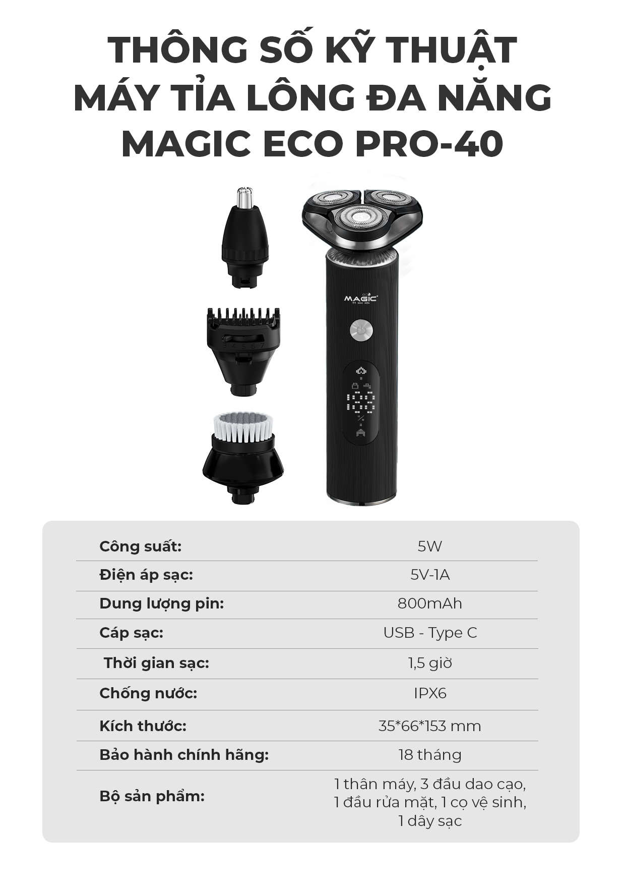 Máy Tỉa Lông Đa Năng MAGIC Eco Pro-40 8