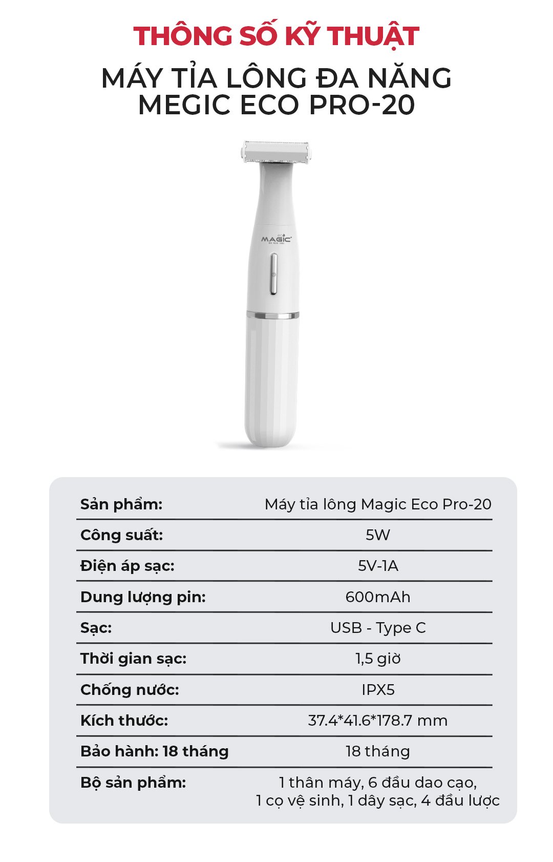 Máy Tỉa Lông MAGIC Eco Pro-20 8