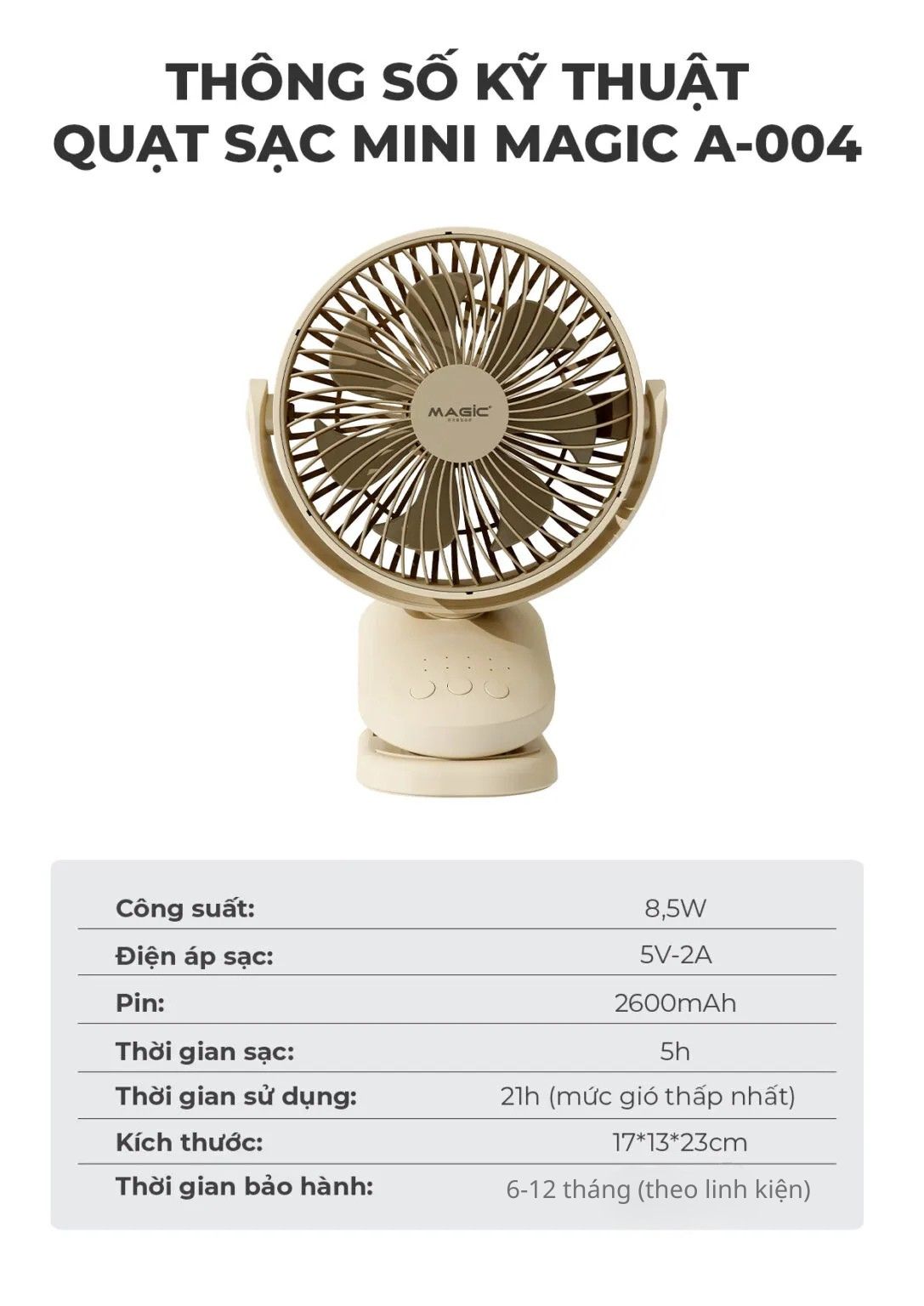 Quạt Sạc Mini MAGIC A-004 9