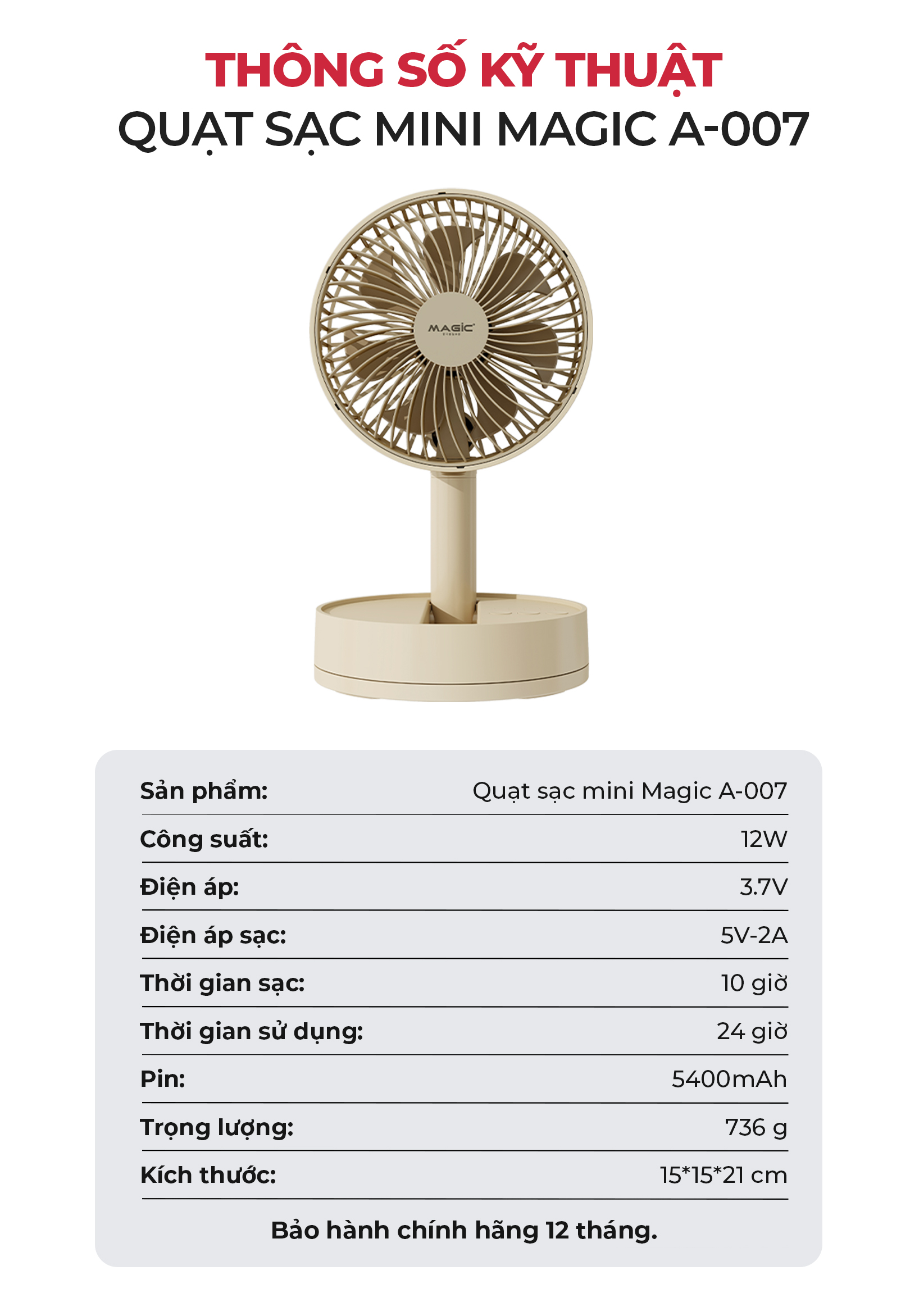 Quạt Mini MAGIC A-007 9