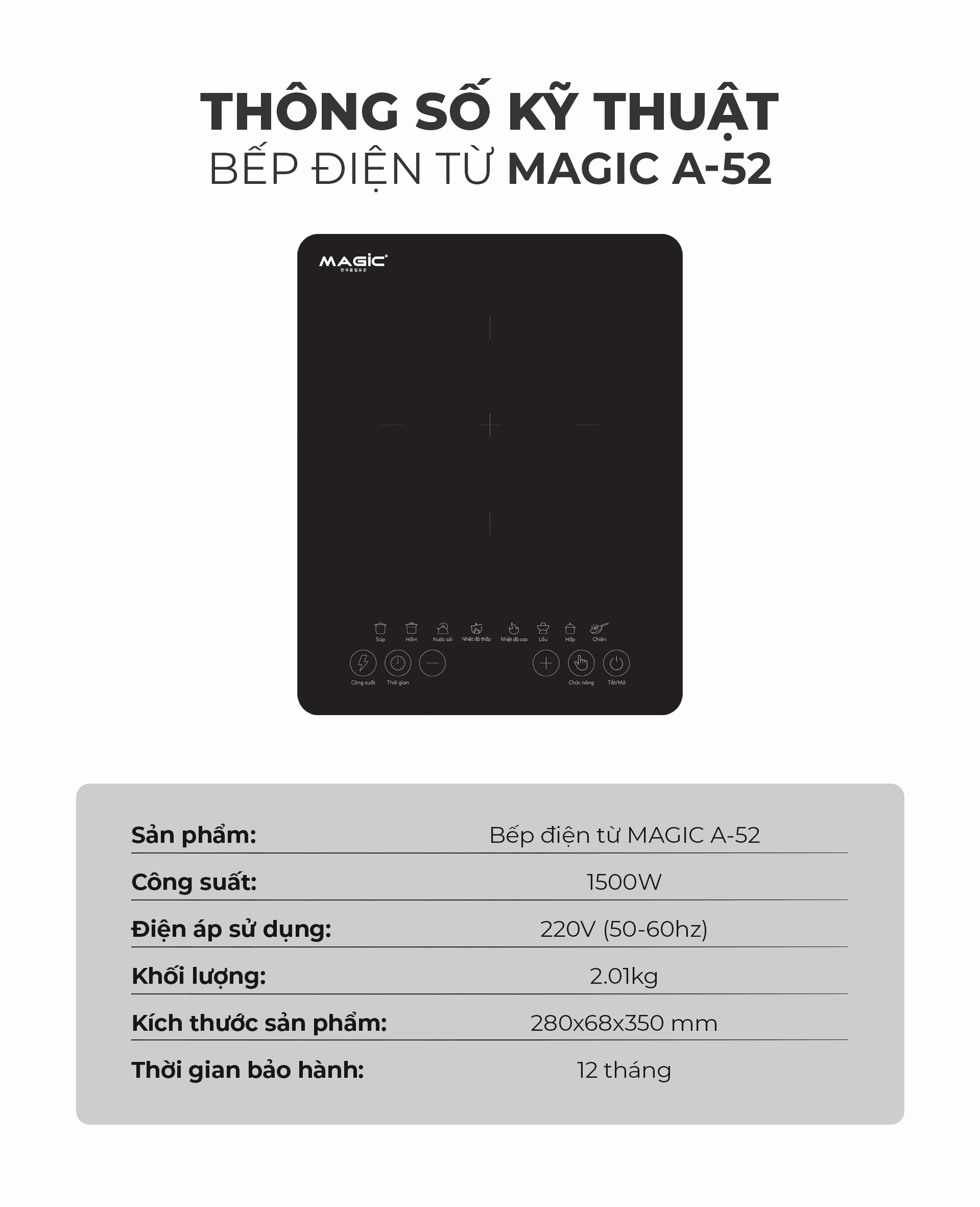 Bếp Điện Từ MAGIC A-52 7 Bếp Điện Từ MAGIC A-52 8