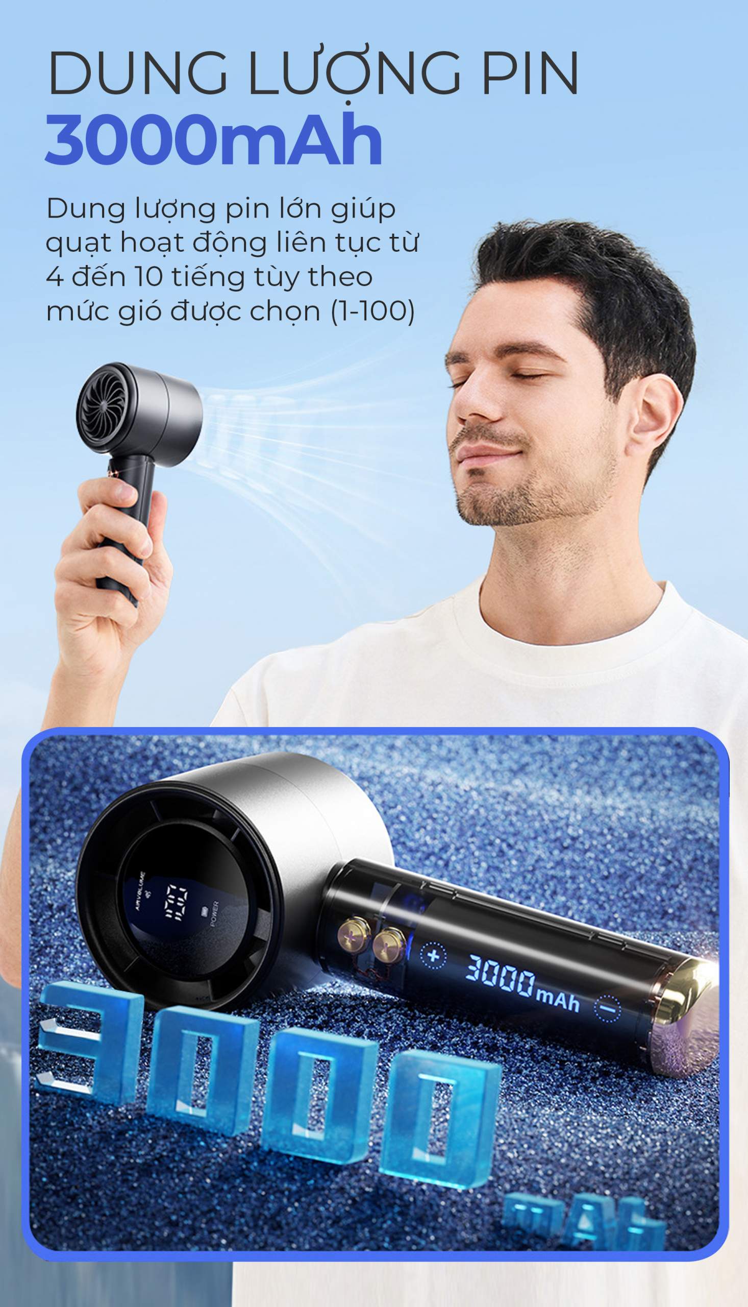 Quạt Sạc Mini Cầm Tay MAGIC A-009 9 Quạt Sạc Mini Cầm Tay MAGIC A-009 15