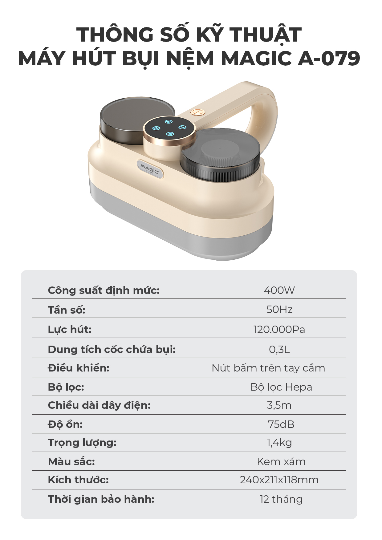 Máy Hút Bụi Nệm Magic A-079 8