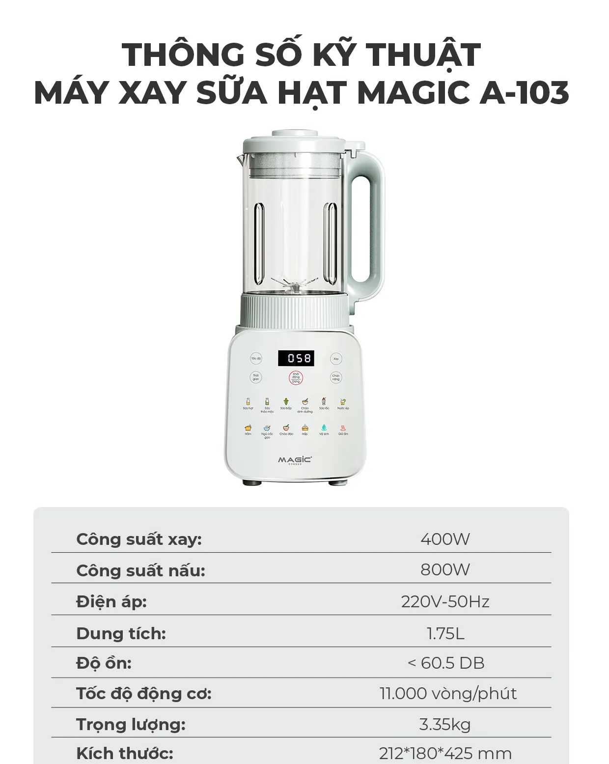 Máy Xay Sữa Hạt MAGIC A-103 9