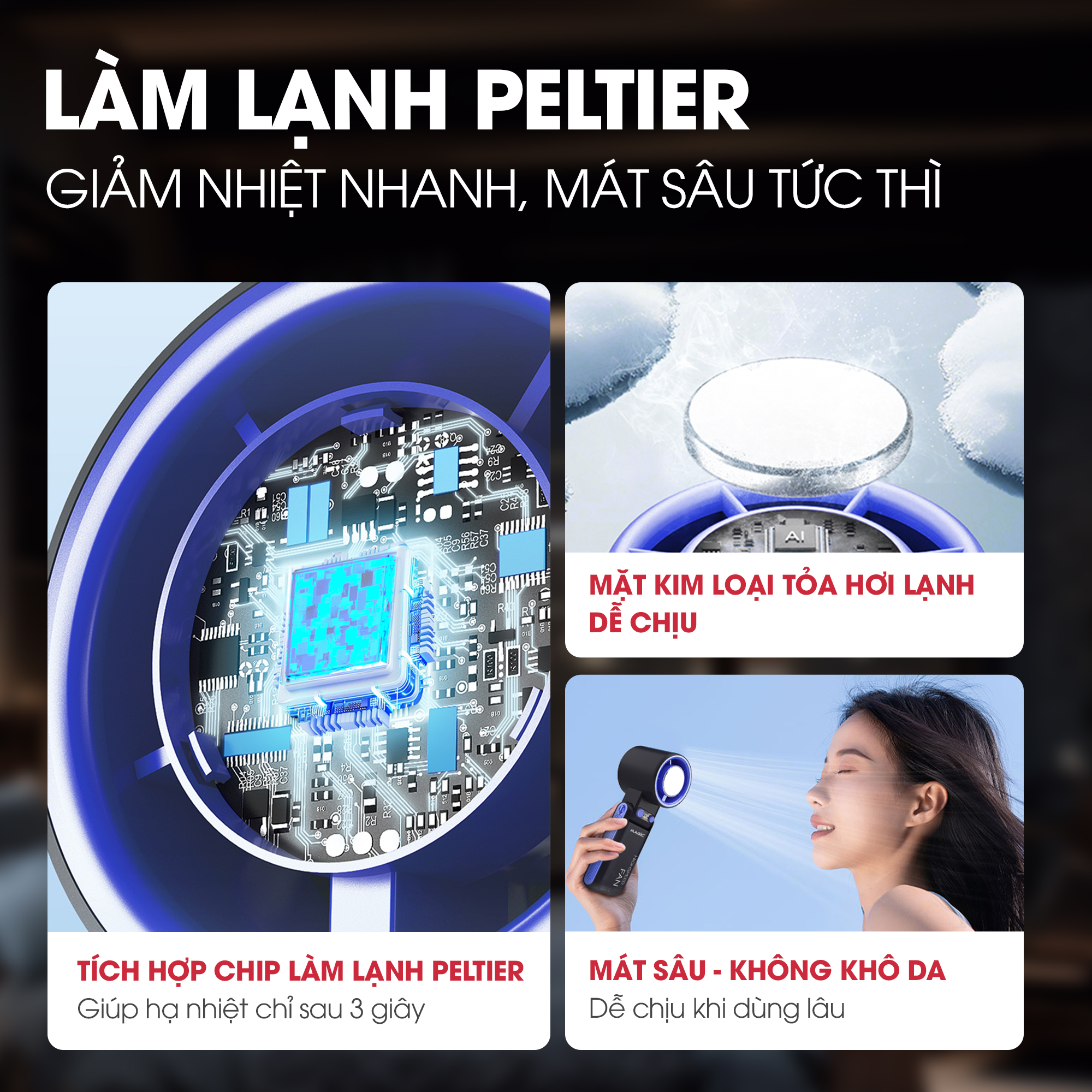 Quạt sạc cầm tay sò lạnh Magic A-017 8 quạt mini 2