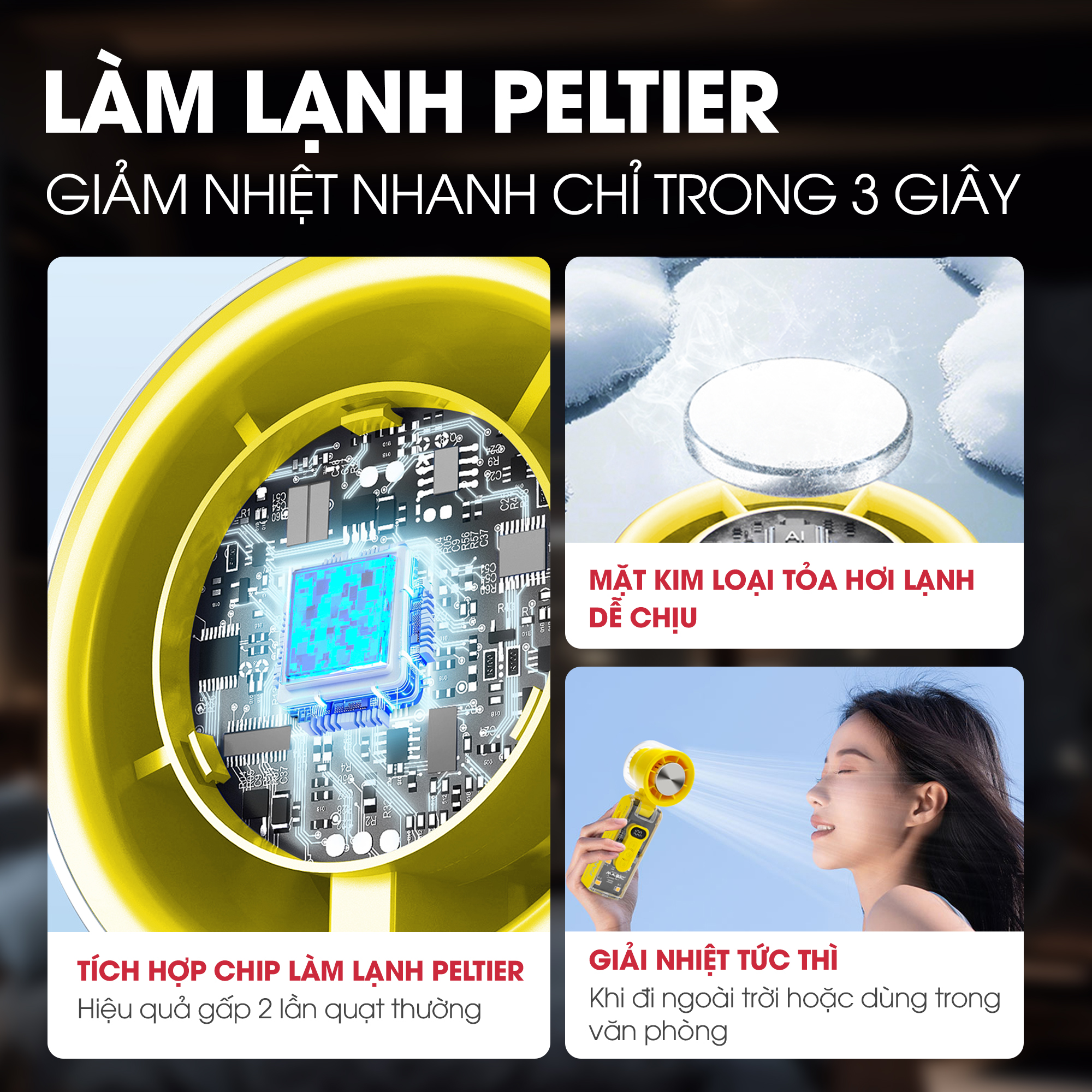 Quạt sạc cầm tay sò lạnh Magic A-018 15