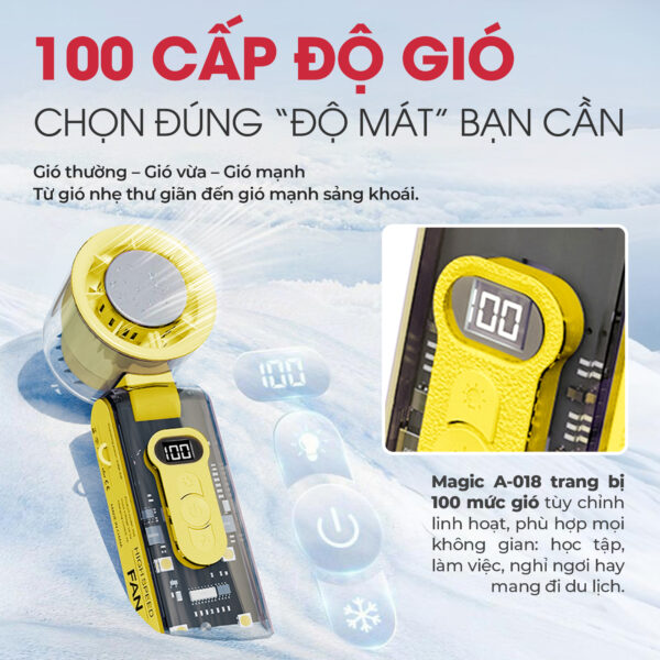 Quạt sạc cầm tay sò lạnh Magic A-018 3