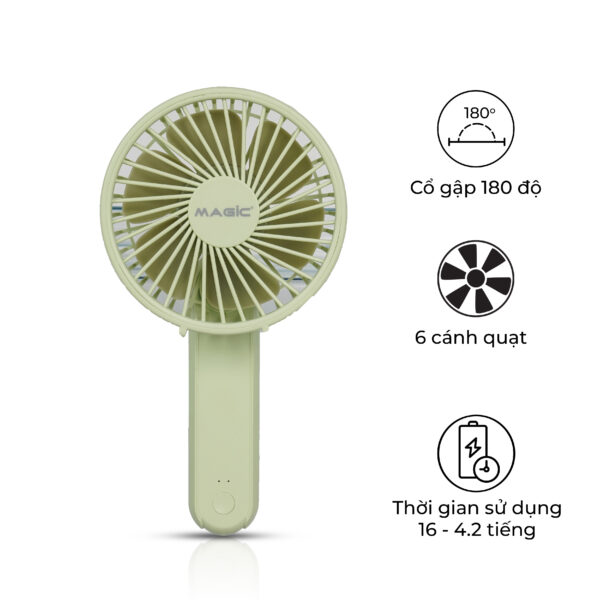 THUMB MỚI A-011 XANH Quạt Sạc Cầm Tay Gấp Gọn Magic A-011 (QUẠT MINI - XANH LÁ) 1