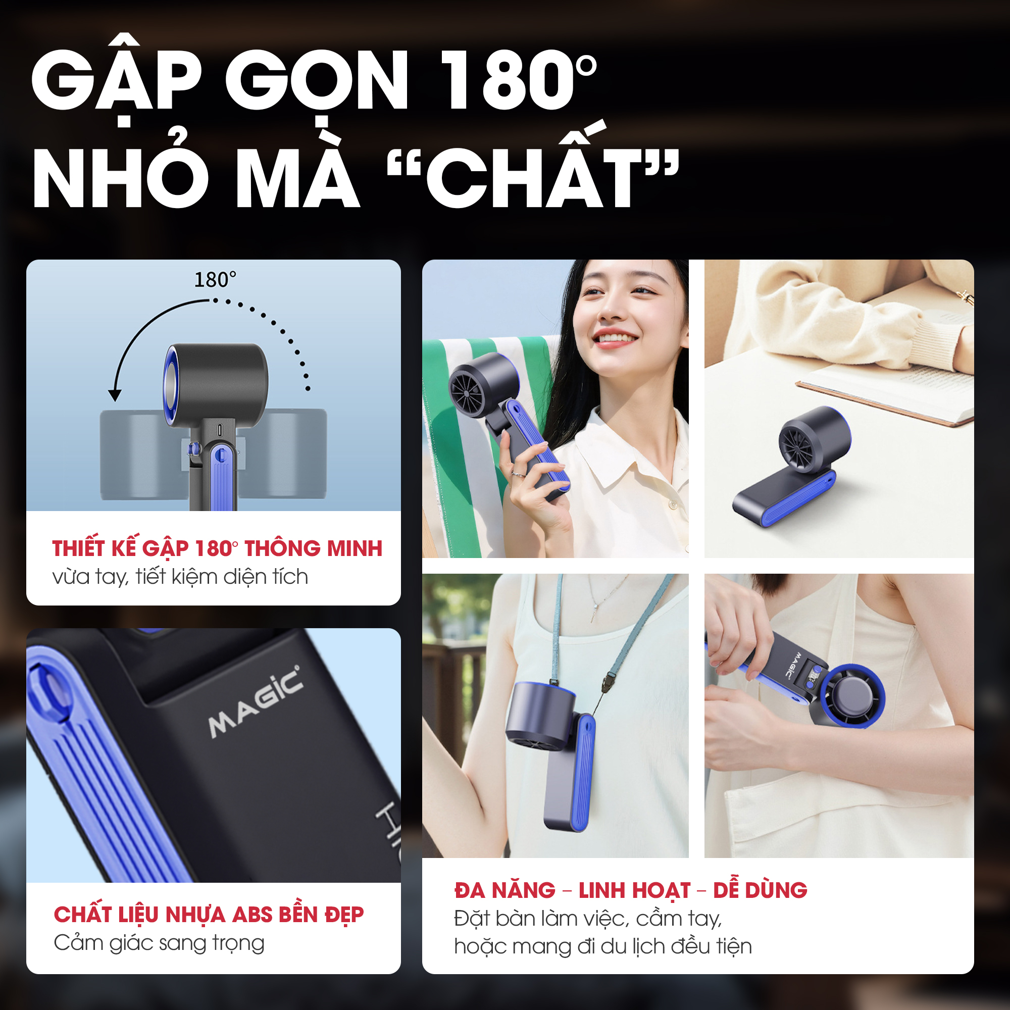 Quạt sạc cầm tay sò lạnh Magic A-017 11 quạt mini 5