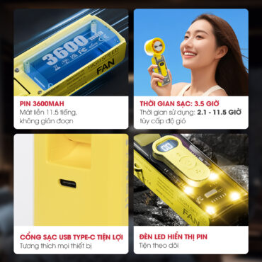 Quạt sạc cầm tay sò lạnh Magic A-018 10