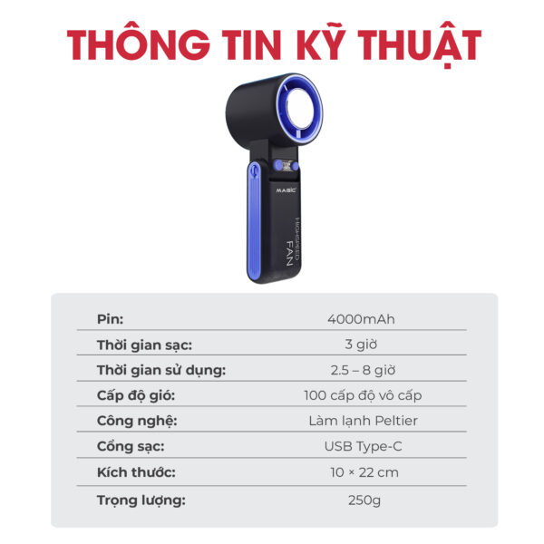 6 Quạt sạc cầm tay sò lạnh Magic A-017 7