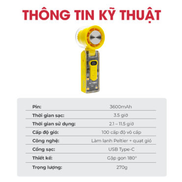 Quạt sạc cầm tay sò lạnh Magic A-018 13