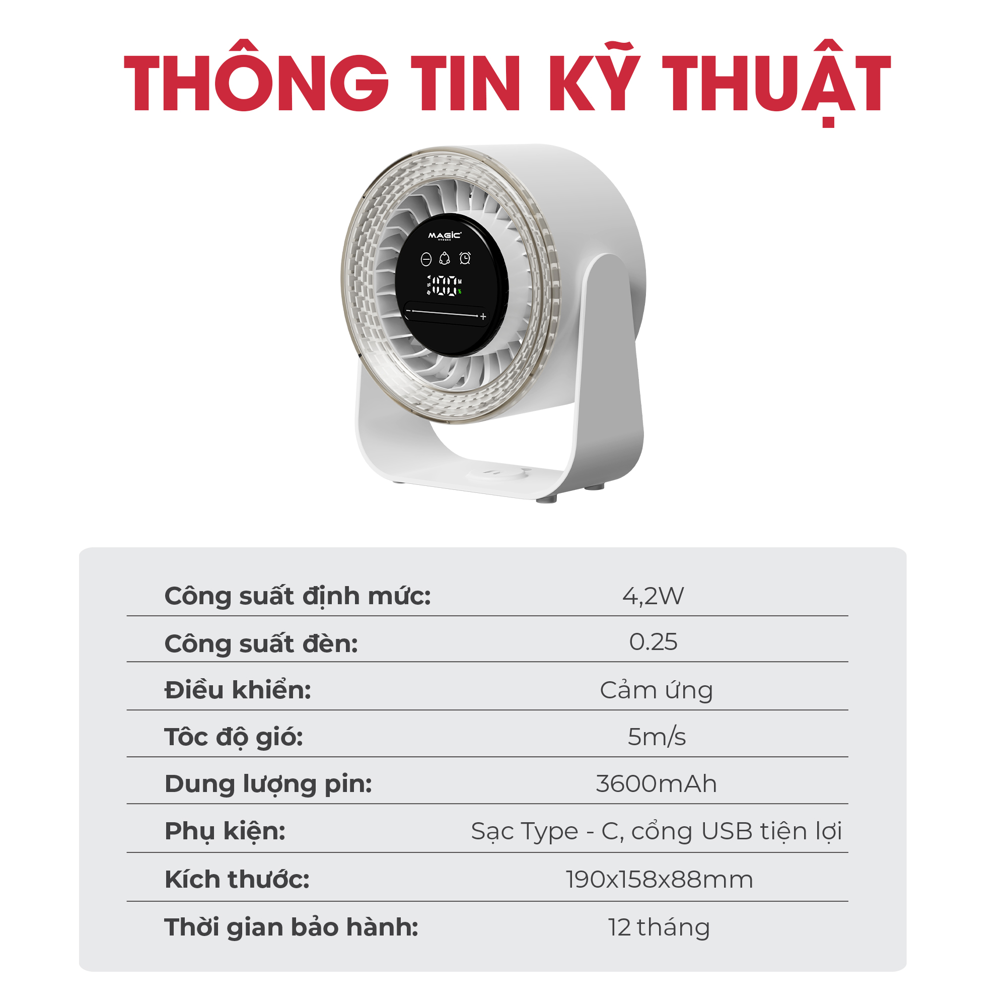 Quạt Sạc Mini Để Bàn Magic A-010 19