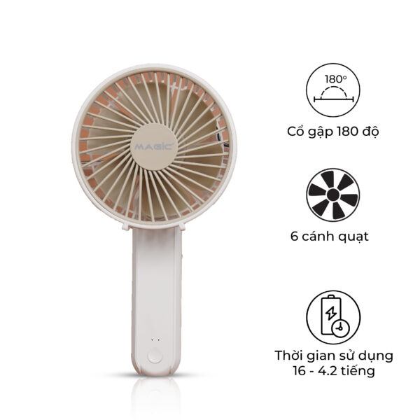THUMB MỚI A-011 TRẮNG Quạt Sạc Cầm Tay Gấp Gọn Magic A-011 (QUẠT MINI - TRẮNG) 1