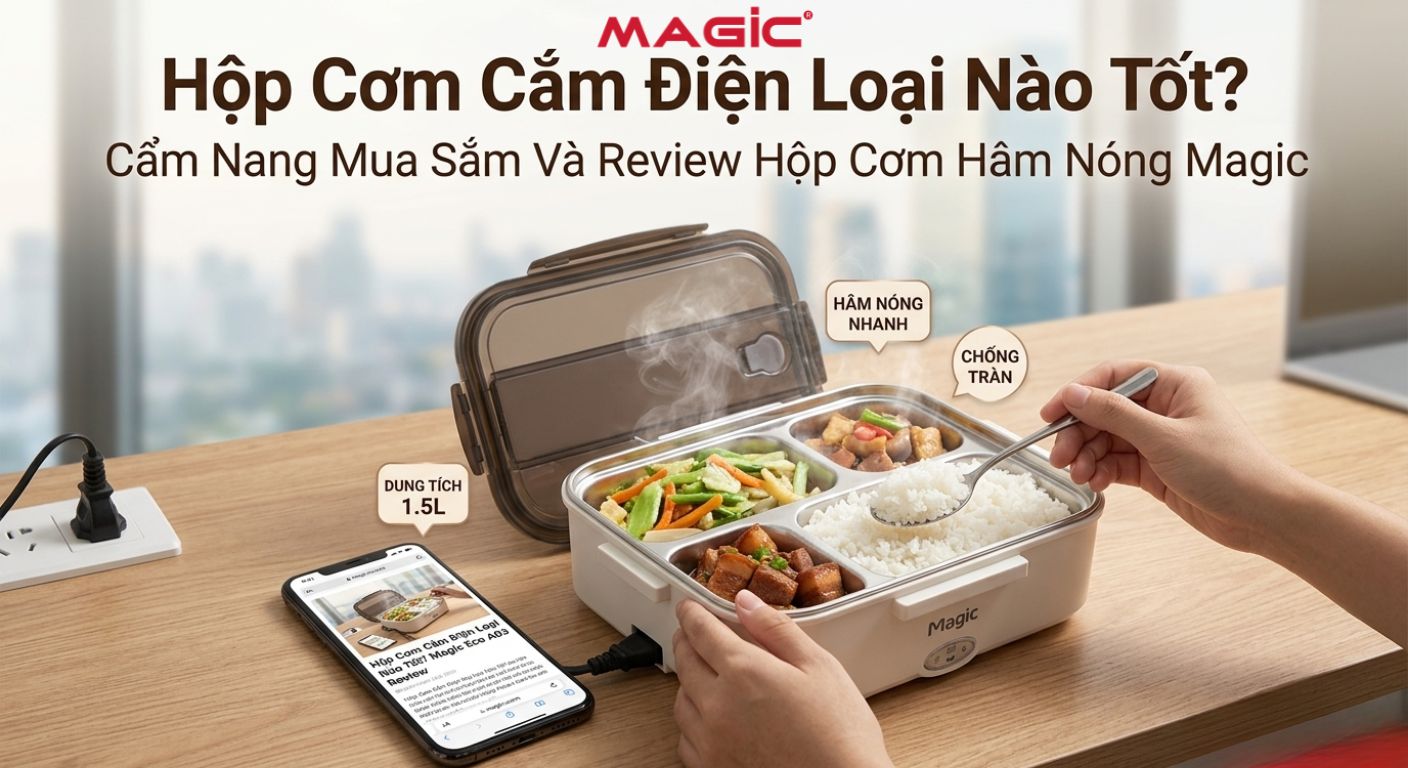 Hộp Cơm Cắm Điện Loại Nào Tốt? Cẩm Nang Mua Sắm Và Review Hộp Cơm Hâm Nóng Magic 1