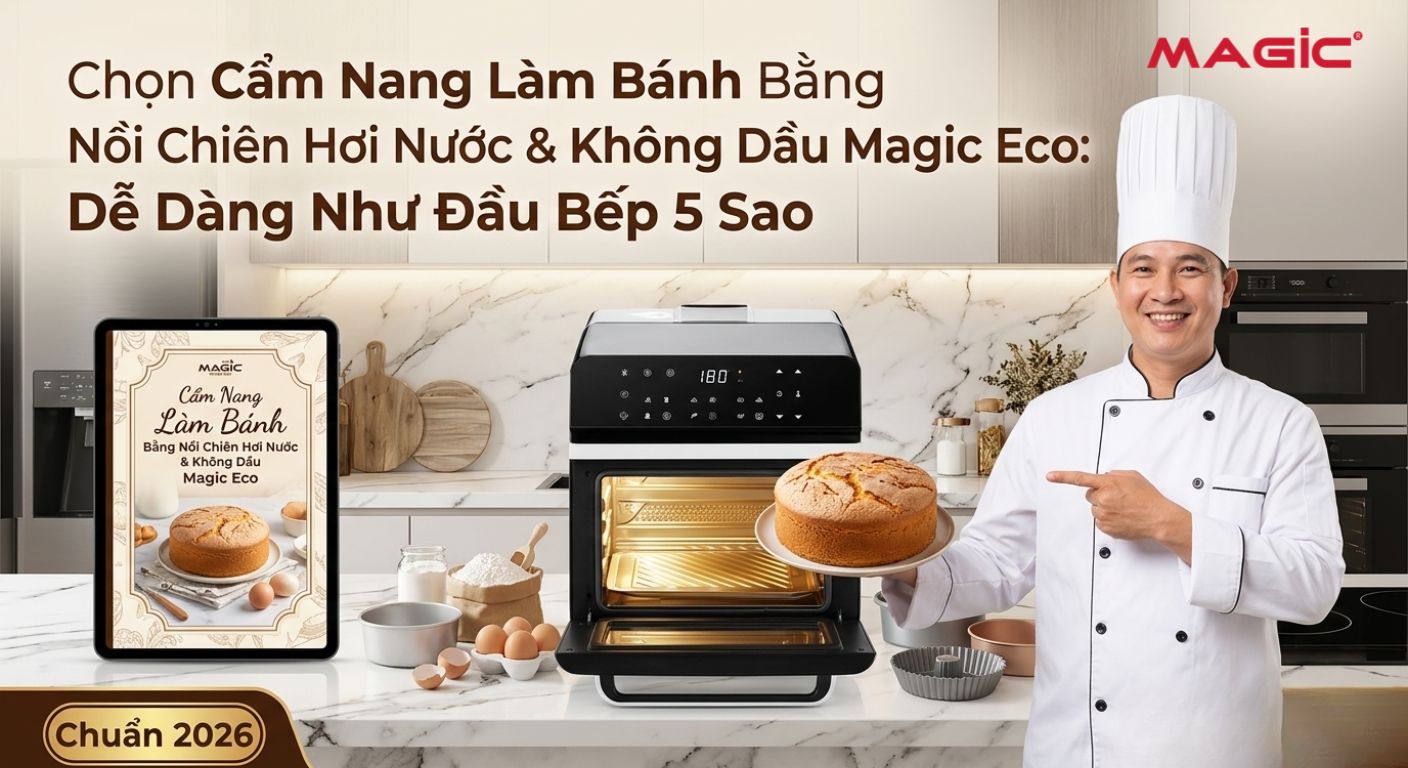 Cẩm Nang Làm Bánh Bằng Nồi Chiên Hơi Nước & Không Dầu Magic Eco: Dễ Dàng Như Đầu Bếp 5 Sao (Chuẩn 2026) 1