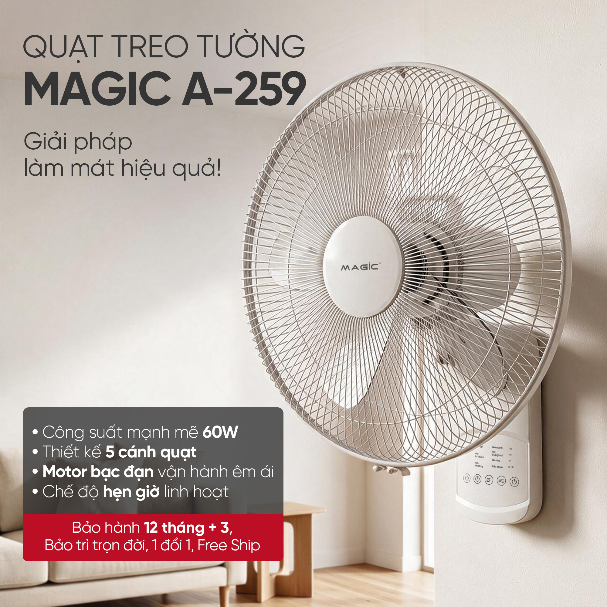 Quạt Treo Tường MAGIC A-259 11 Quạt Treo Tường MAGIC A-259 22