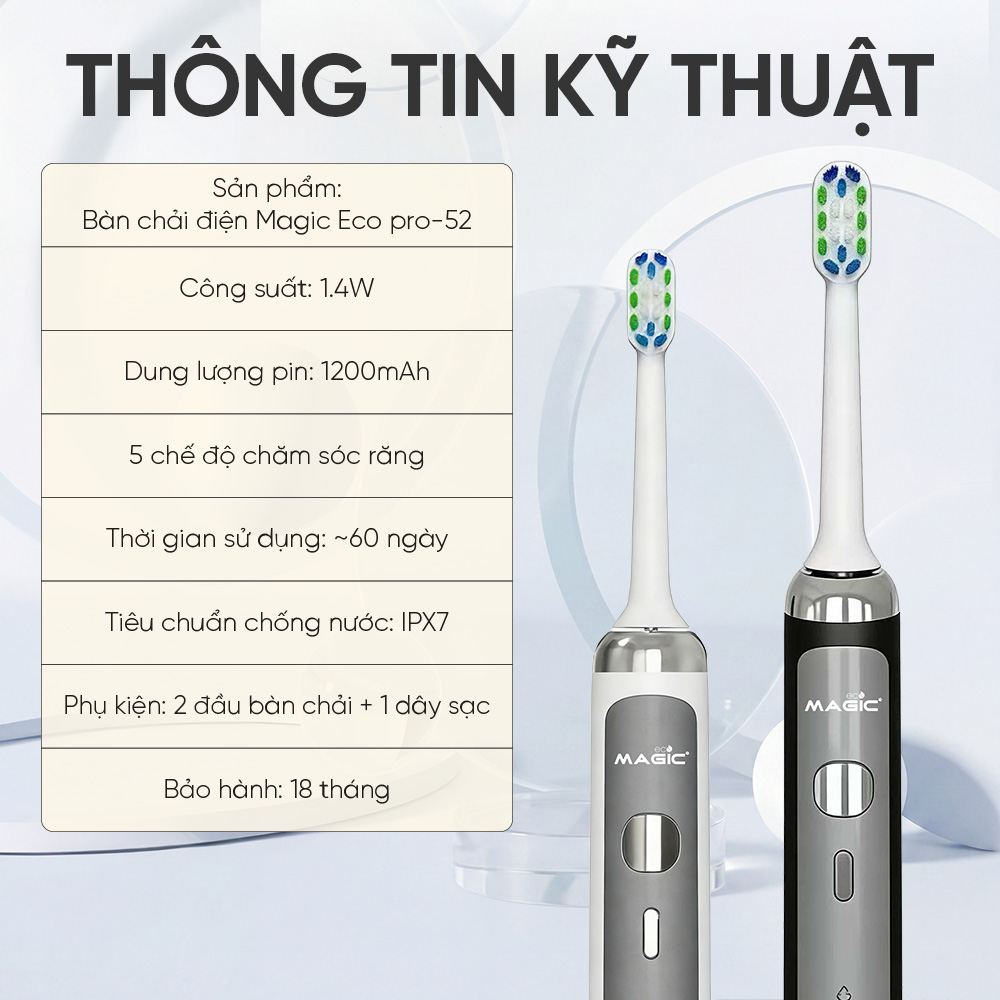 BÀN CHẢI ĐIỆN MAGIC ECO PRO-52 10