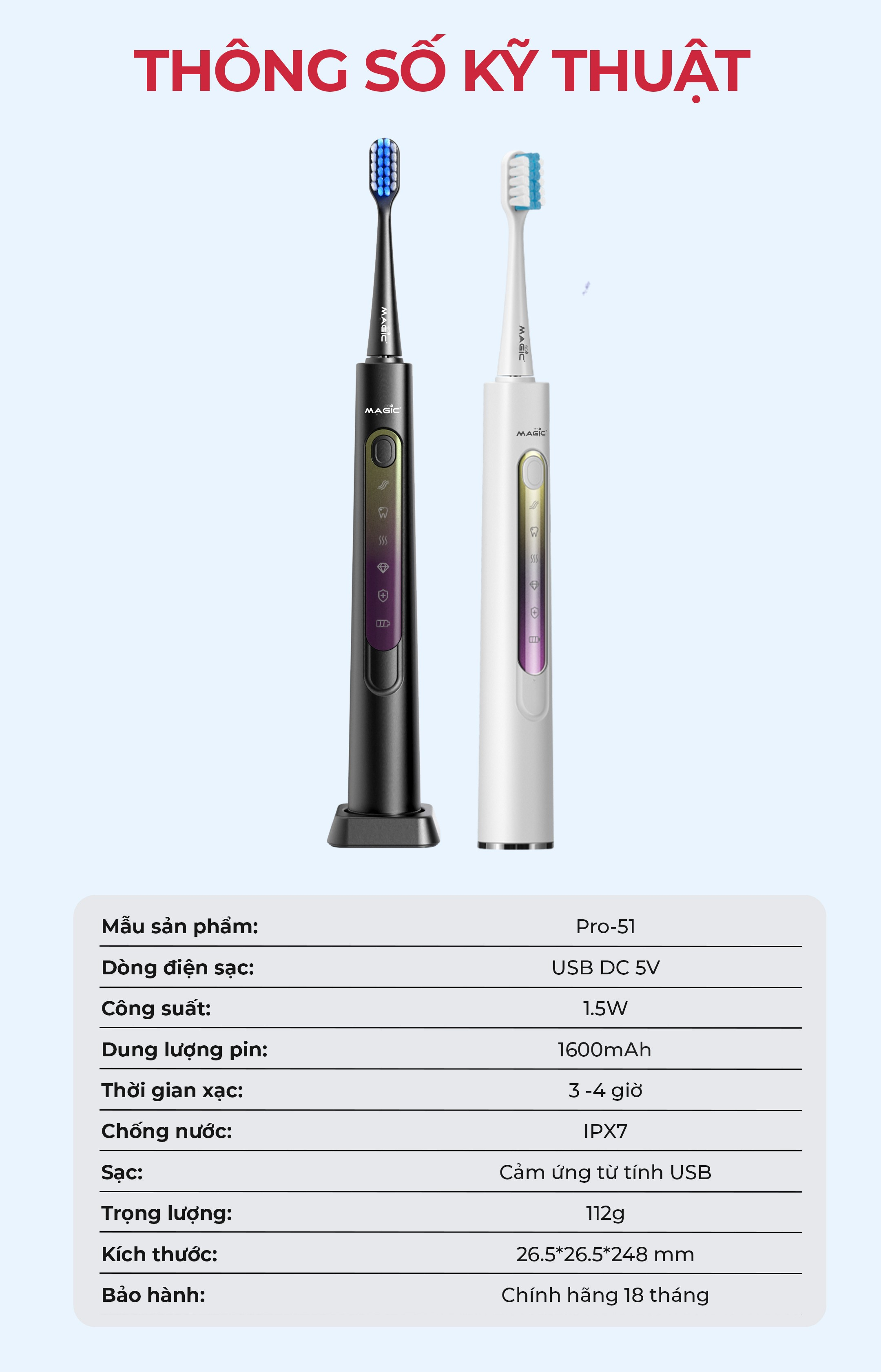 BÀN CHẢI ĐIỆN MAGIC PRO-51 12