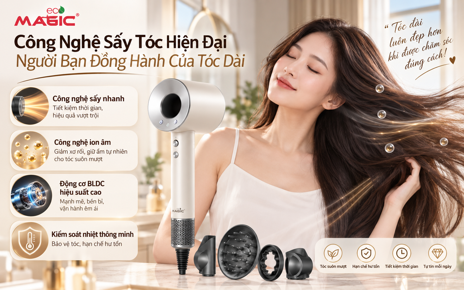 Bí Quyết Chọn Máy Sấy Tóc Cho Tóc Dài: Nhanh Khô, Không Hư Tổn & Suôn Mượt Hoàn Hảo 2