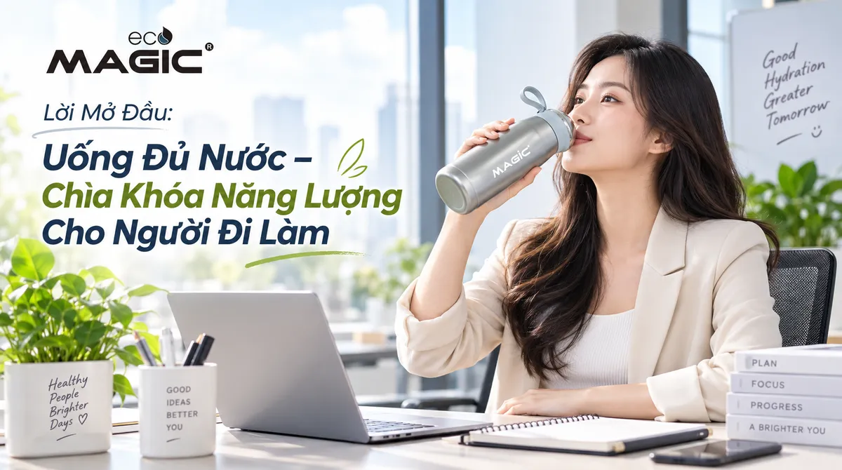 Bình Giữ Nhiệt Cho Người Đi Làm: Hướng Dẫn Chọn Mua Tốt Nhất & Đánh Giá Chi Tiết 2026 1 Người đi làm uống nước từ bình giữ nhiệt tại bàn làm việc, văn phòng hiện đại, tăng cường năng lượng và sức khỏe, hình ảnh bình giữ nhiệt cho dân văn phòng.