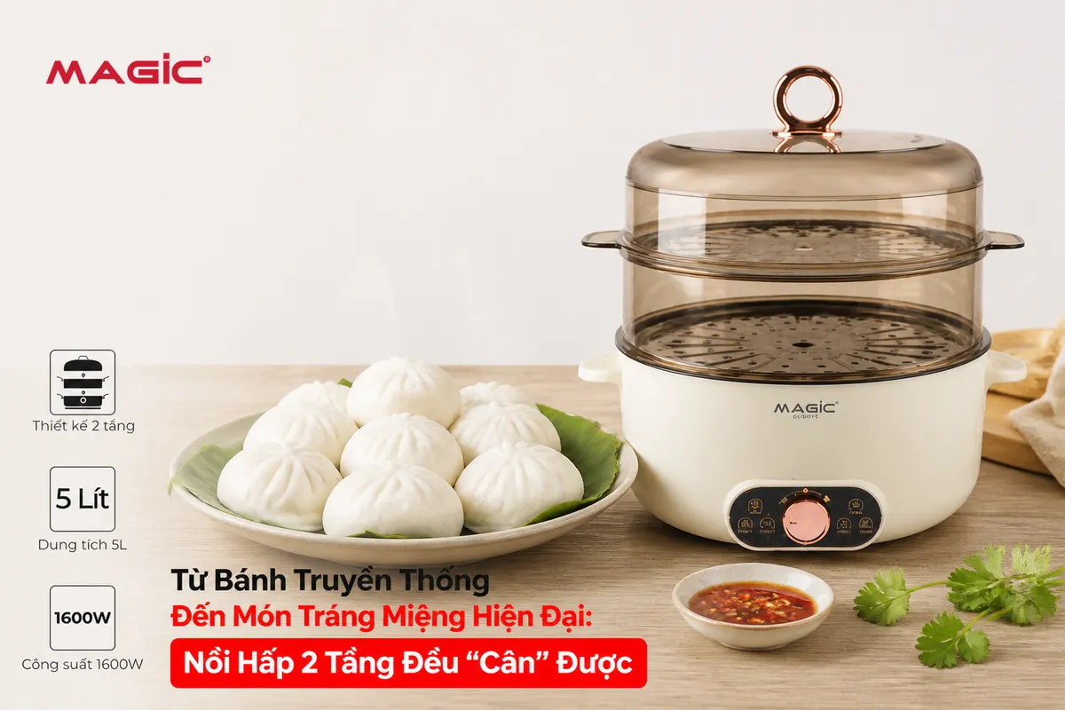 Đĩa bánh bao nóng hổi, trắng muốt vừa hấp chín từ nồi hấp 2 tầng, món ăn truyền thống thơm ngon và hấp dẫn.