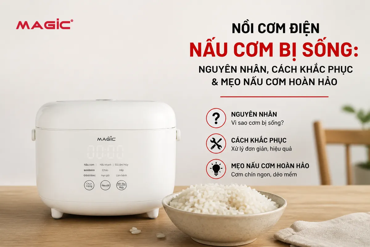 Nồi Cơm Điện Nấu Cơm Bị Sống: Nguyên Nhân, Cách Khắc Phục & Mẹo Nấu Cơm Hoàn Hảo 1 Bát cơm bị sống với hạt gạo cứng, khô, minh họa tình trạng nồi cơm điện nấu cơm bị sống